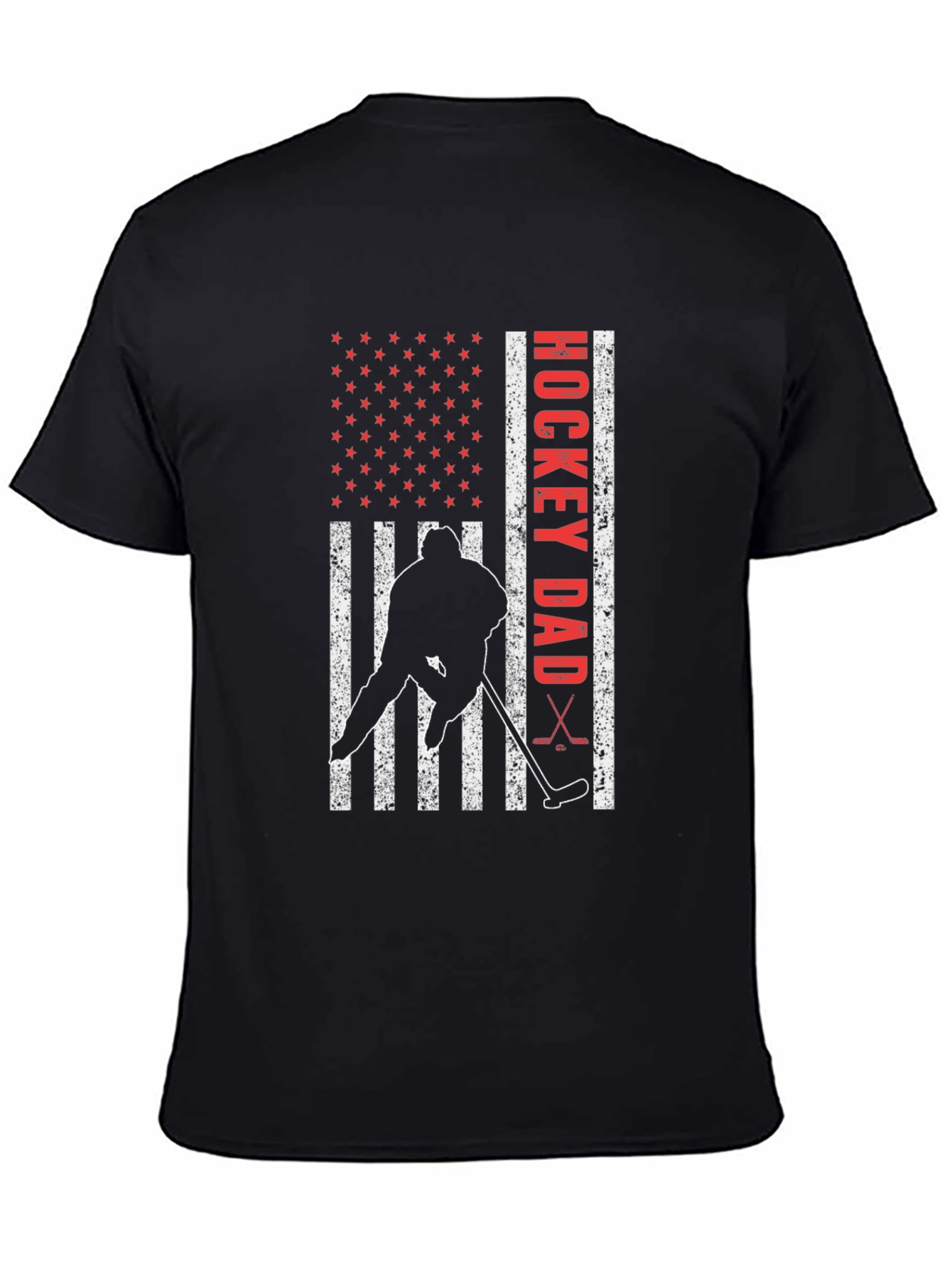 Black Hockey Dad USA Flag T-Shirt view 4
