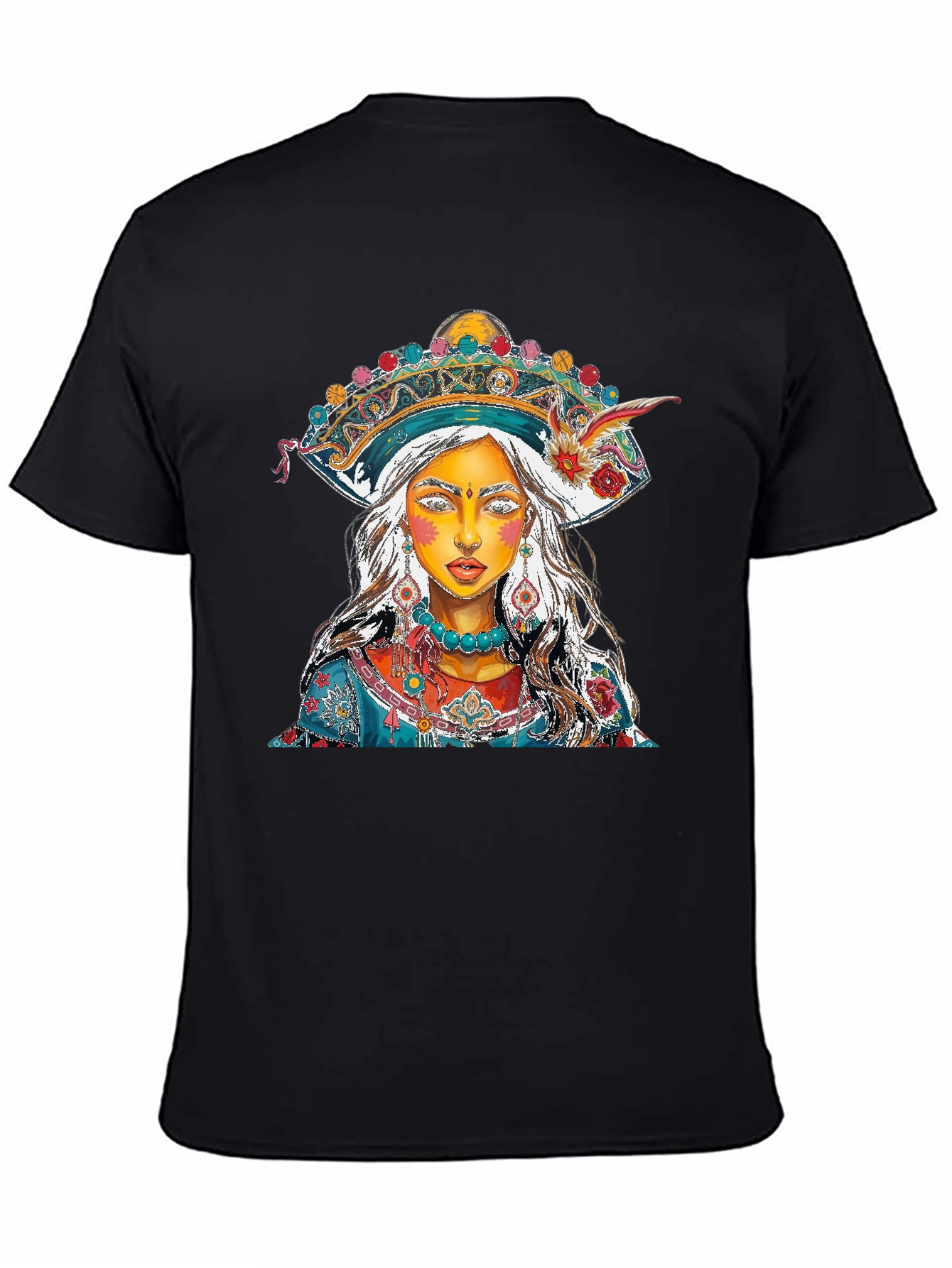 Black Artistic Woman Portrait Graphic Print Men's T-Shirt view 4