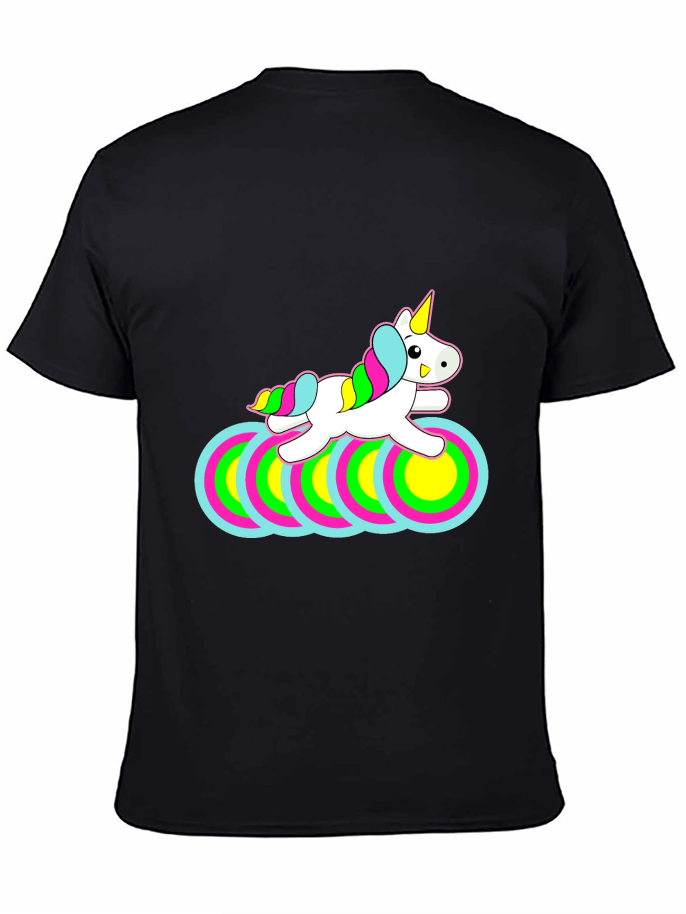 Black Unicorn Circles Black T-Shirt view 4