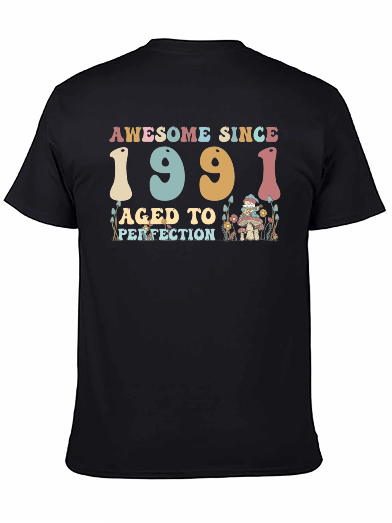 Black Awesome Since 1991 Aged to Perfection Black T-Shirt view 4