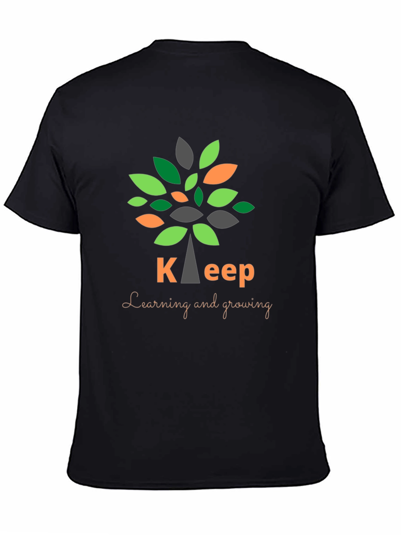 Black Keep Learning and Growing T-Shirt view 4