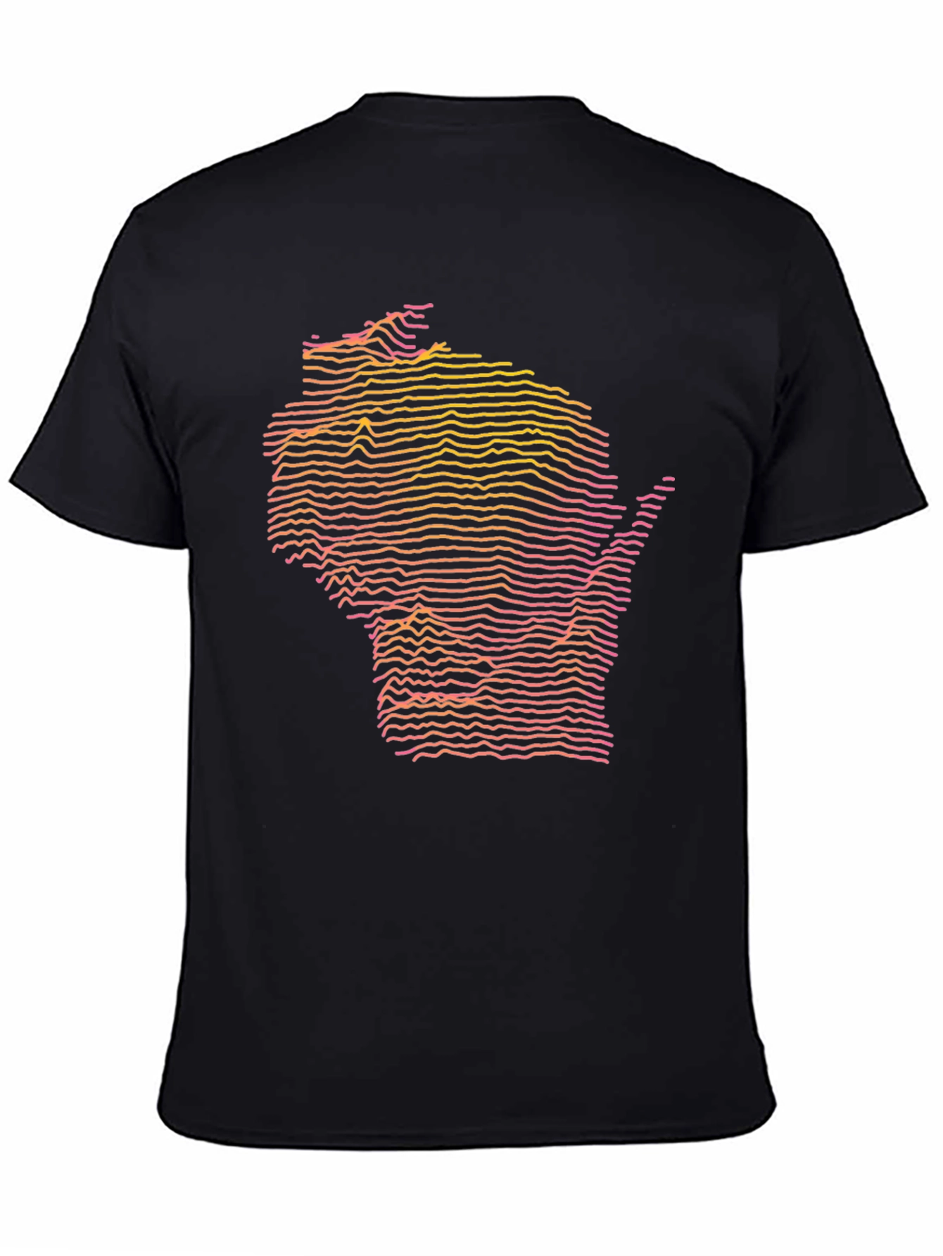 Black Wisconsin Topographic Lines T-Shirt view 4