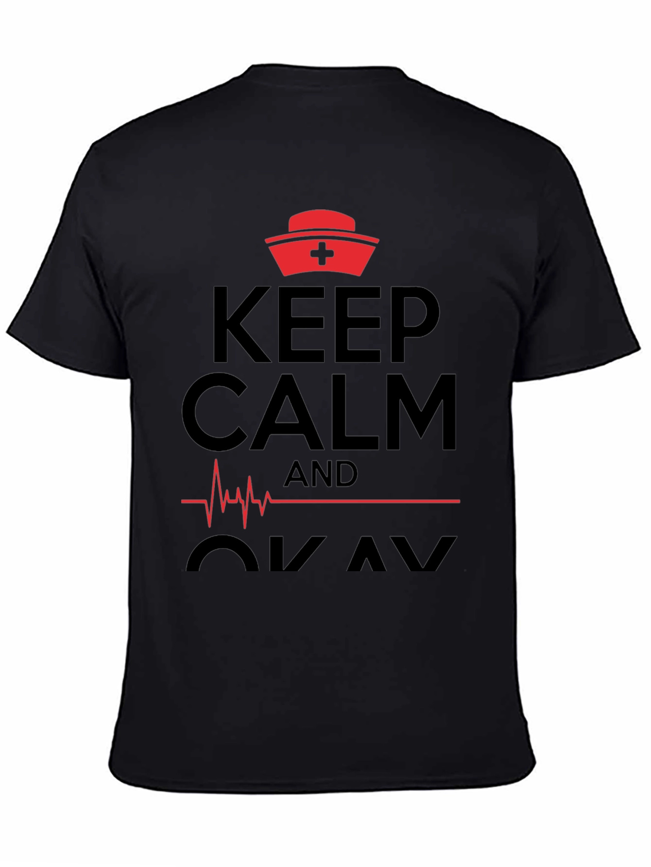 Black Keep Calm Nurse T-Shirt Funny Medical Shirt view 4