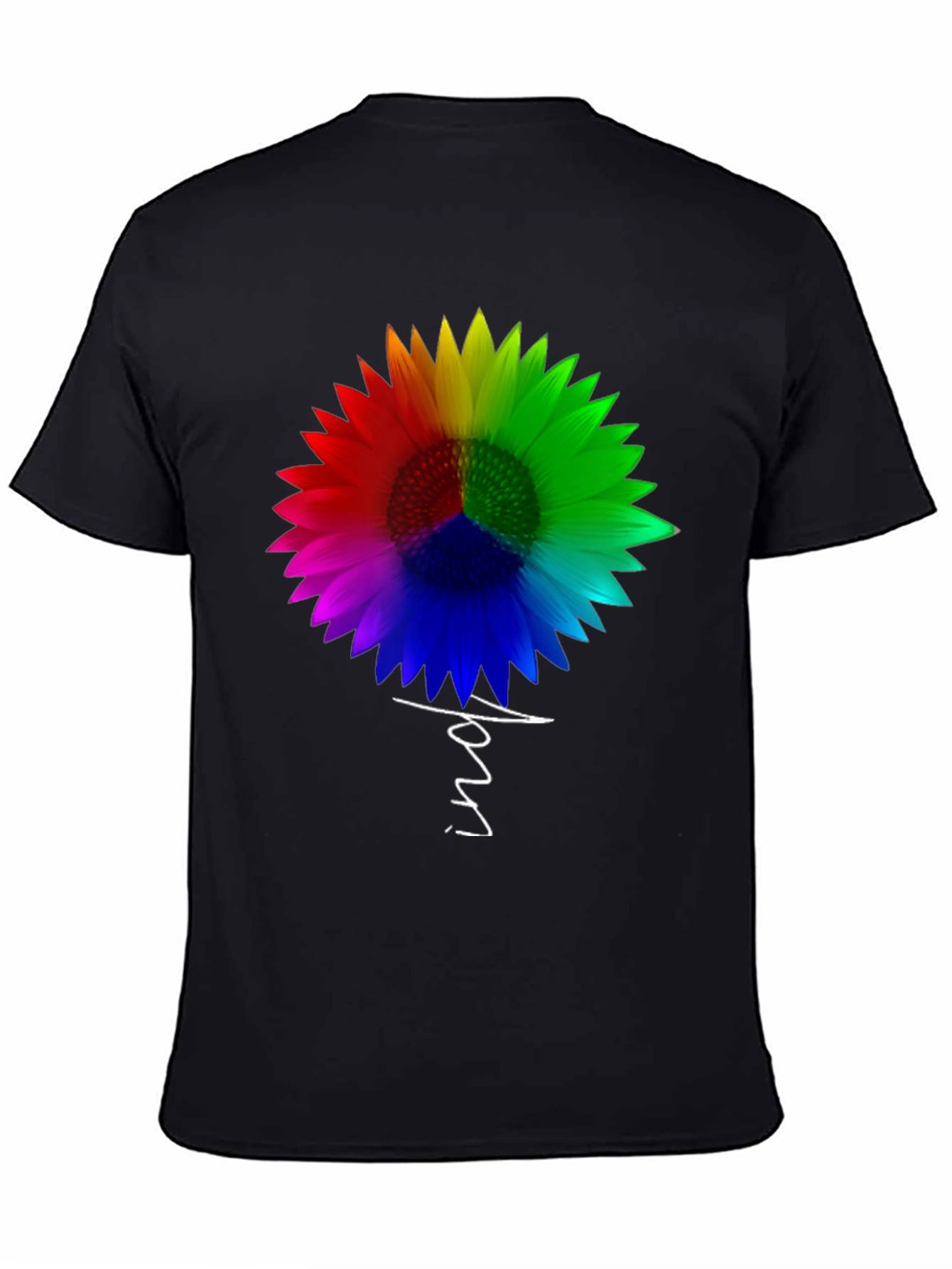 Black Rainbow Sunflower Peace Sign T-Shirt - Unisex view 4