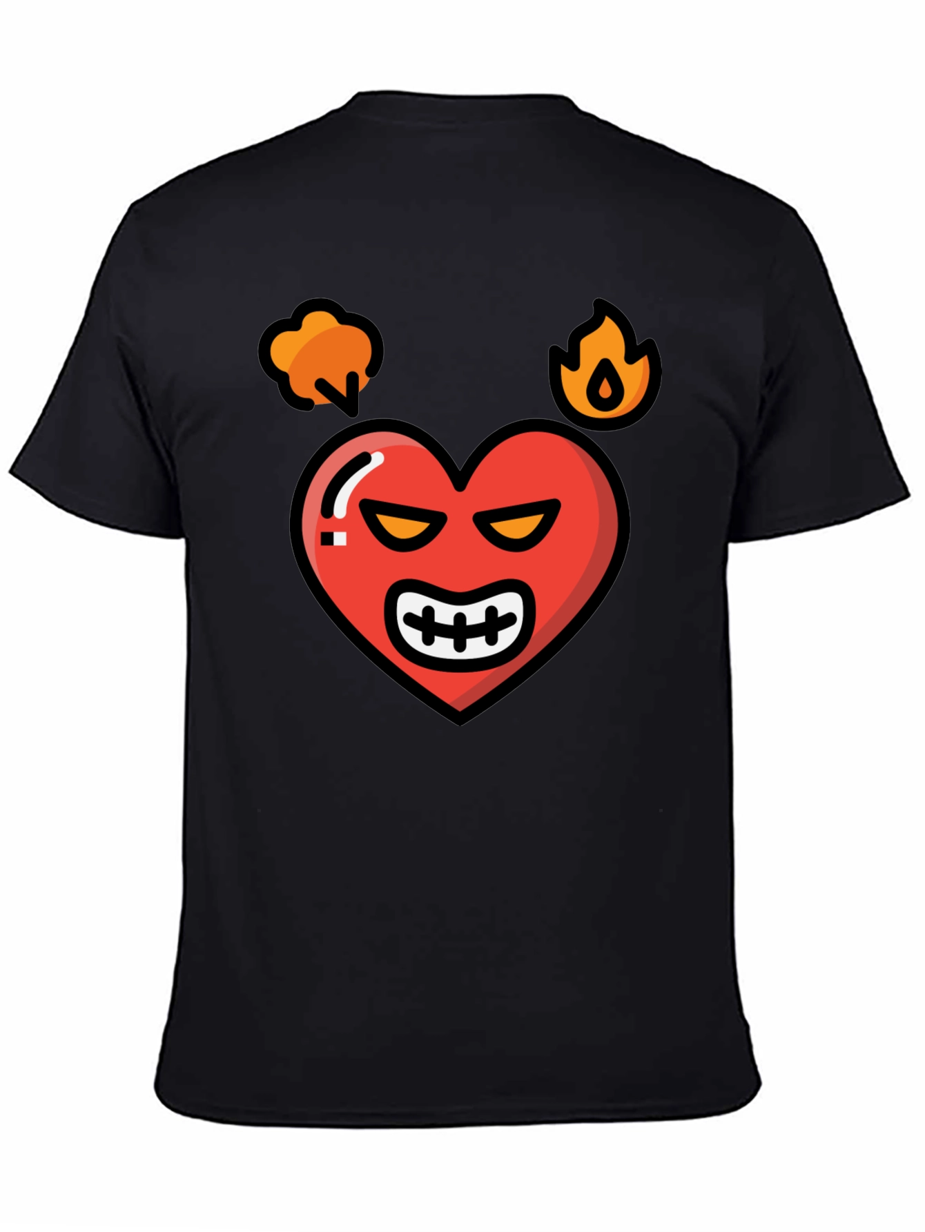 Black Angry Heart Graphic Tee - Black Cotton Blend Shirt view 4