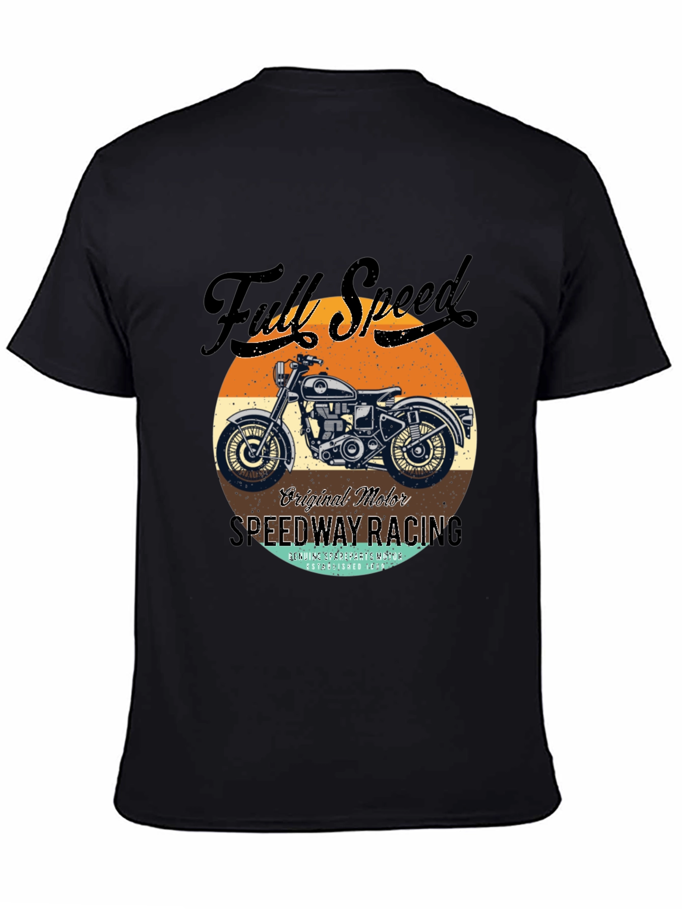 Black Full Speed Vintage Motorcycle Graphic Tee view 4