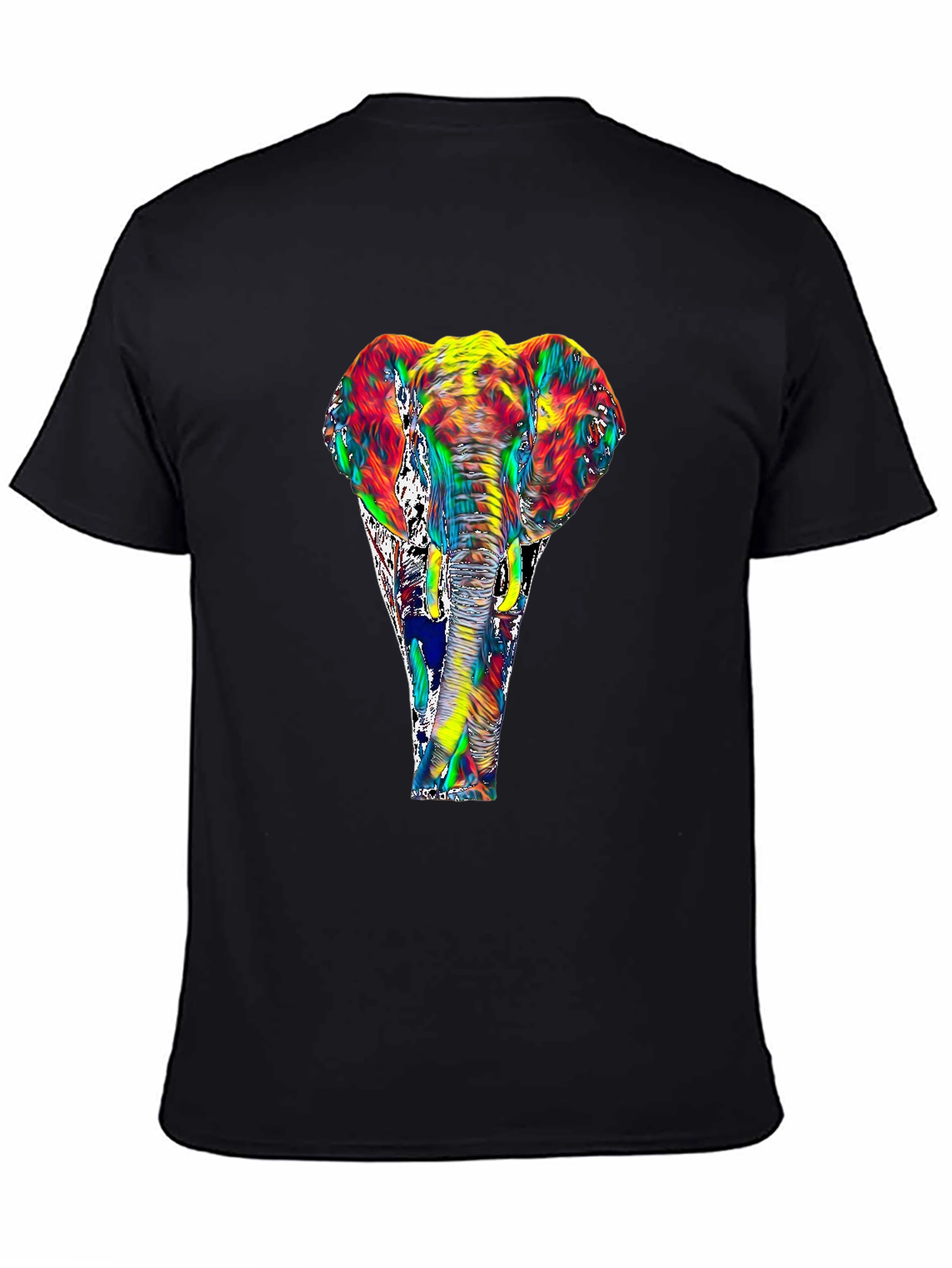 Black Vivid Elephant Graphic T-Shirt - Black view 4
