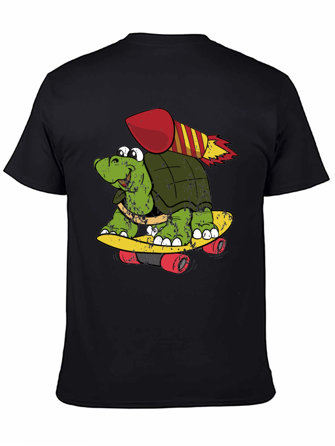 Black Turtle Skateboard Rocket Black T-Shirt view 4