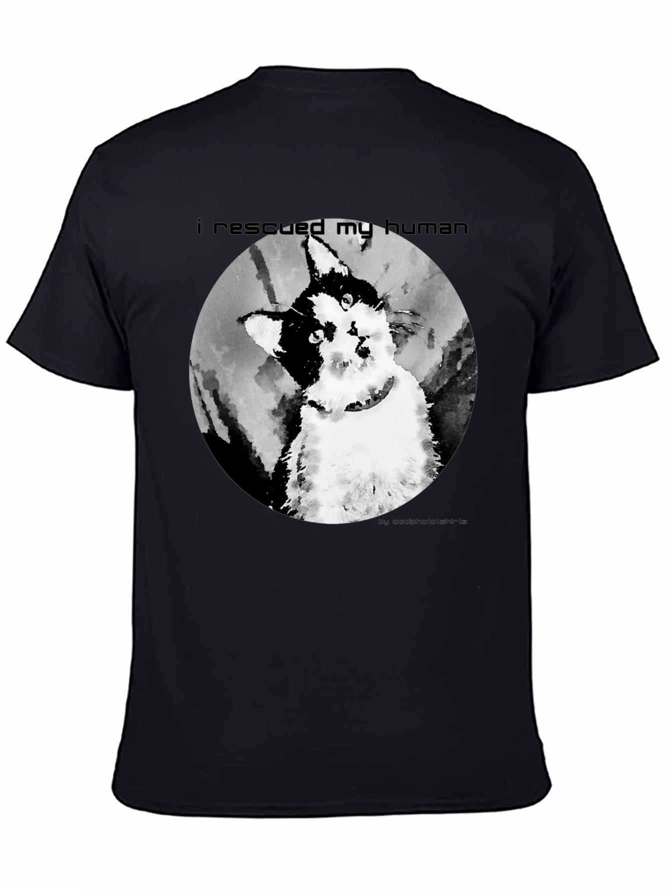 Black Rescued My Human Graphic T-Shirt view 4