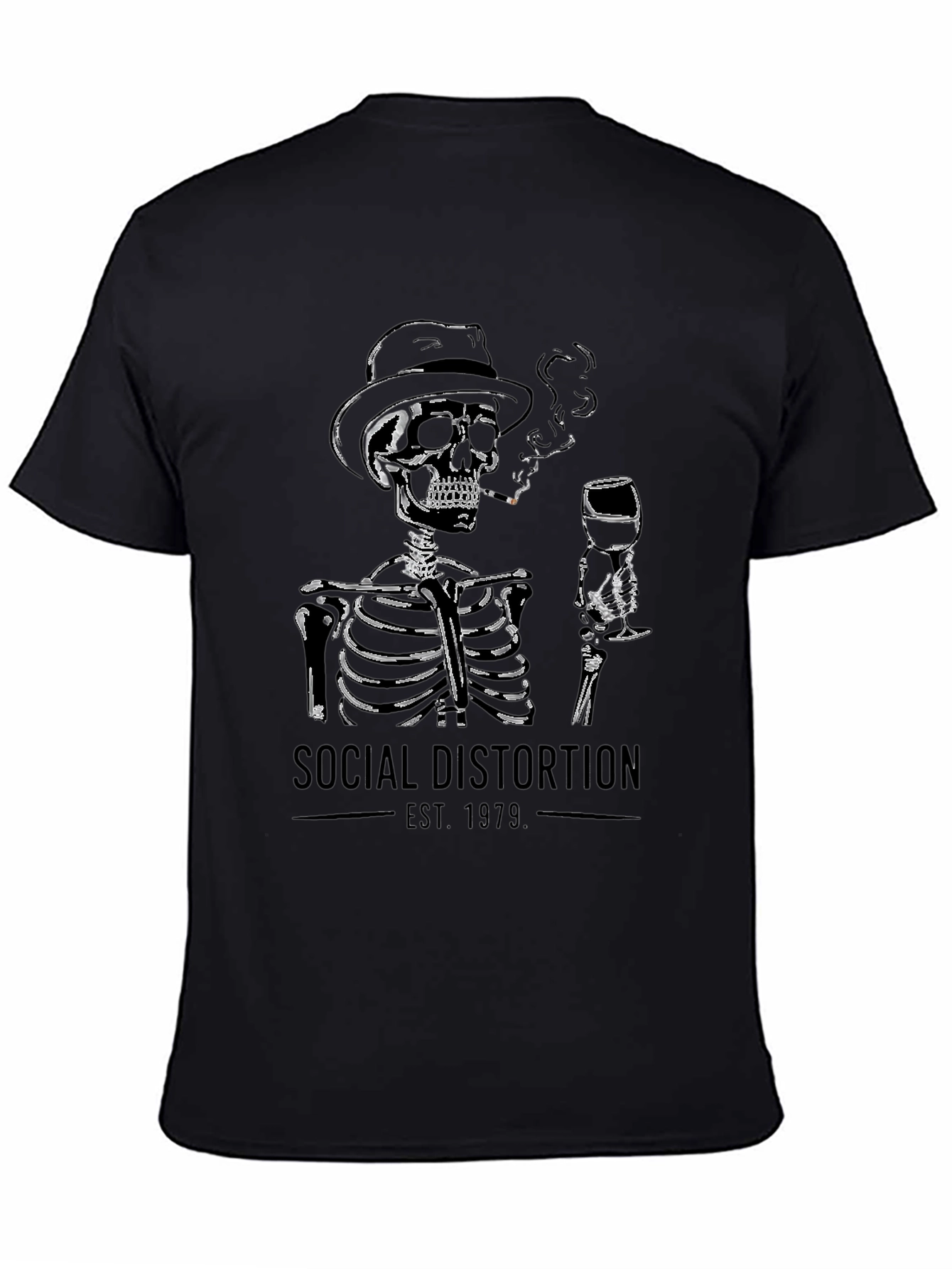 Black Social Distortion Skeleton Graphic T-Shirt view 4