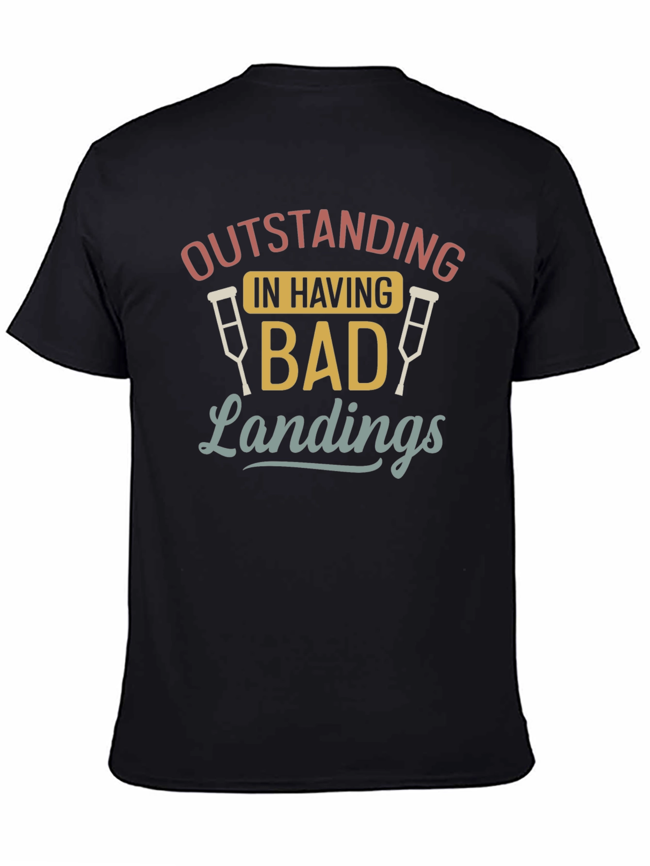 Black Outstanding Bad Landings Graphic T-Shirt view 4