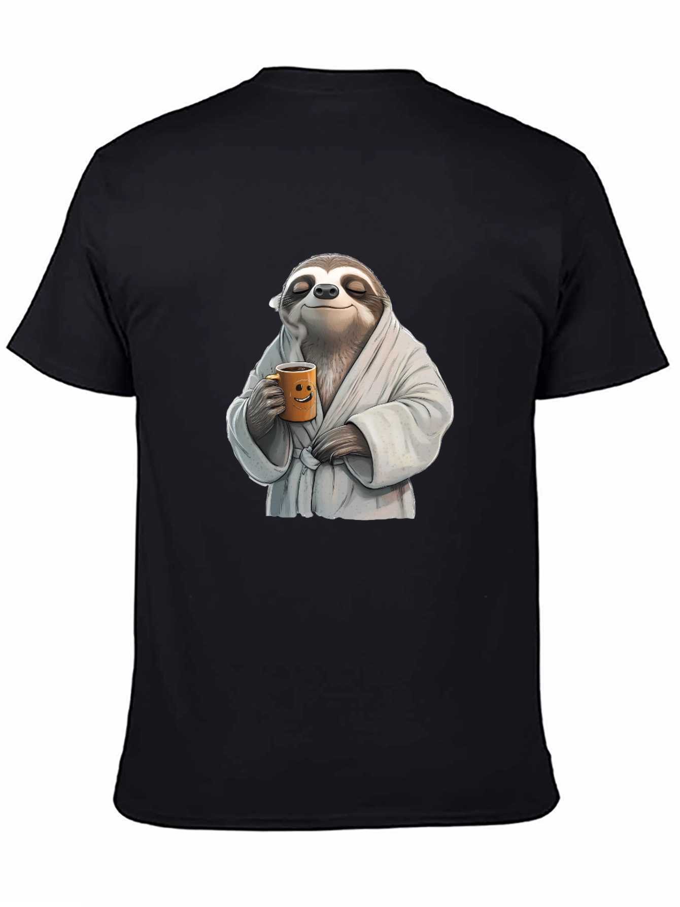 Black Relaxed Sloth Black T-Shirt - Coffee Time! view 4