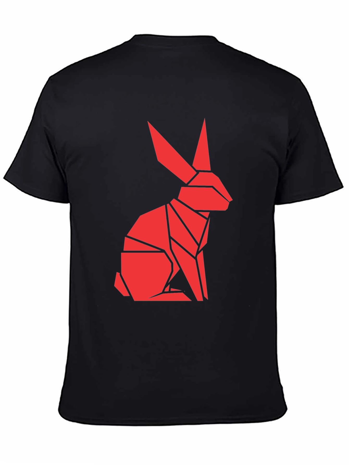 Black Origami Rabbit Graphic T-Shirt - Unique Design view 4