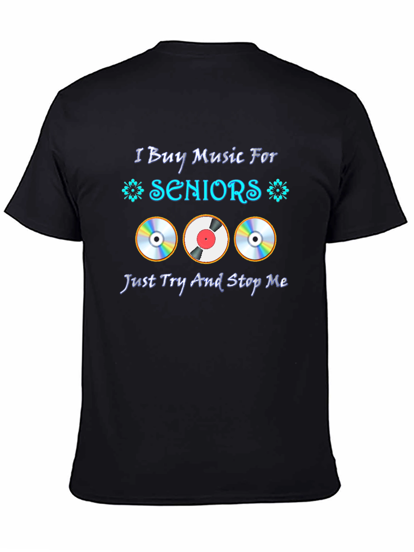Black I Buy Music For Seniors T-Shirt view 4