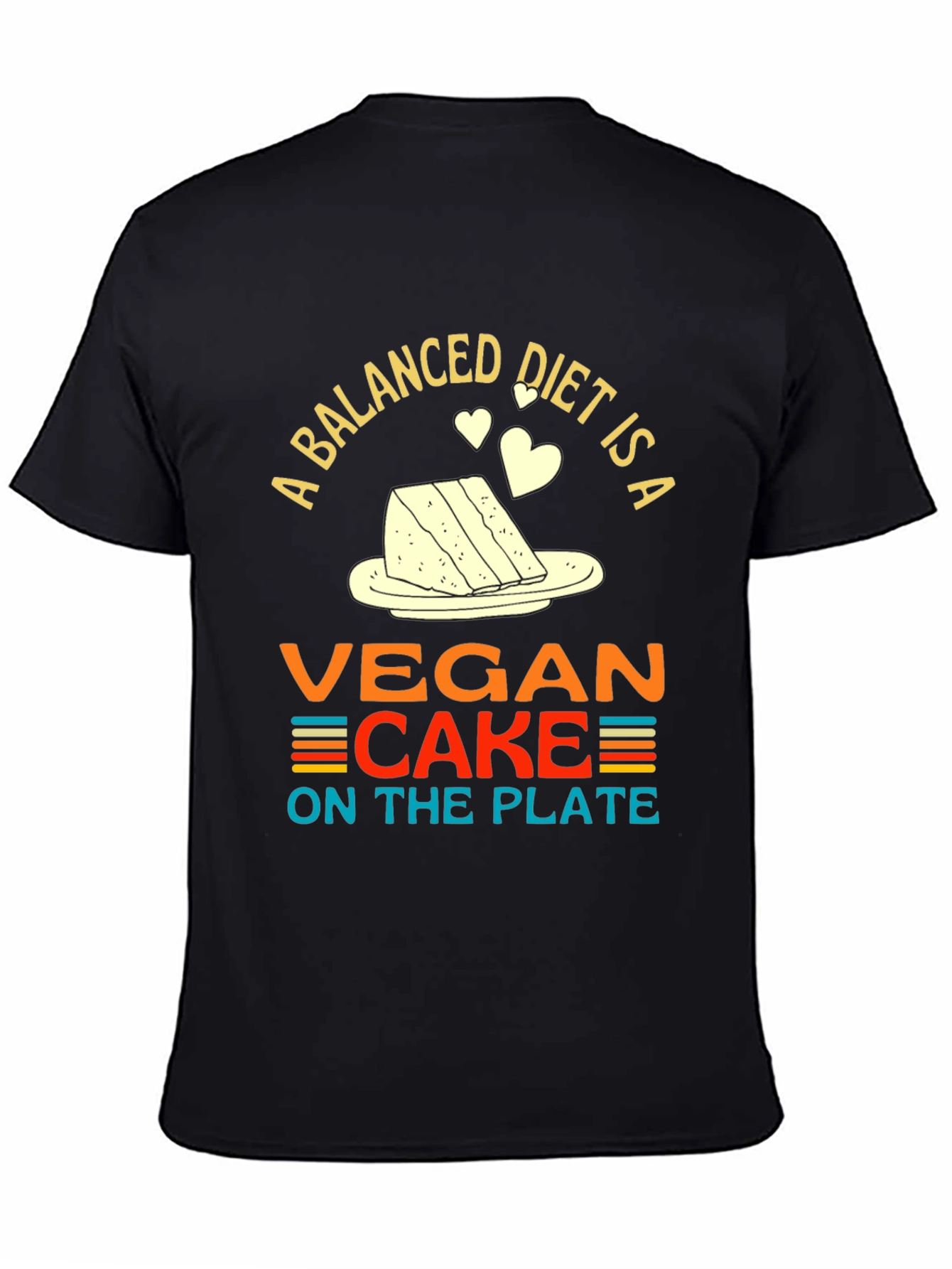 Black Vegan Cake Diet T-Shirt - Funny Vegan Gift view 4