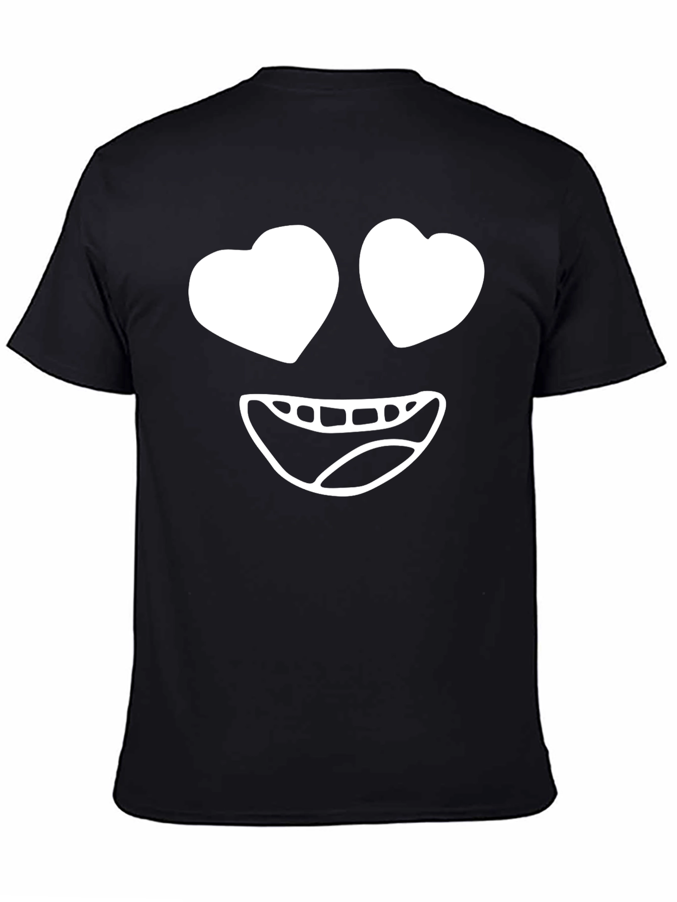 Black Heart Eyes Emoji Black T-Shirt view 4