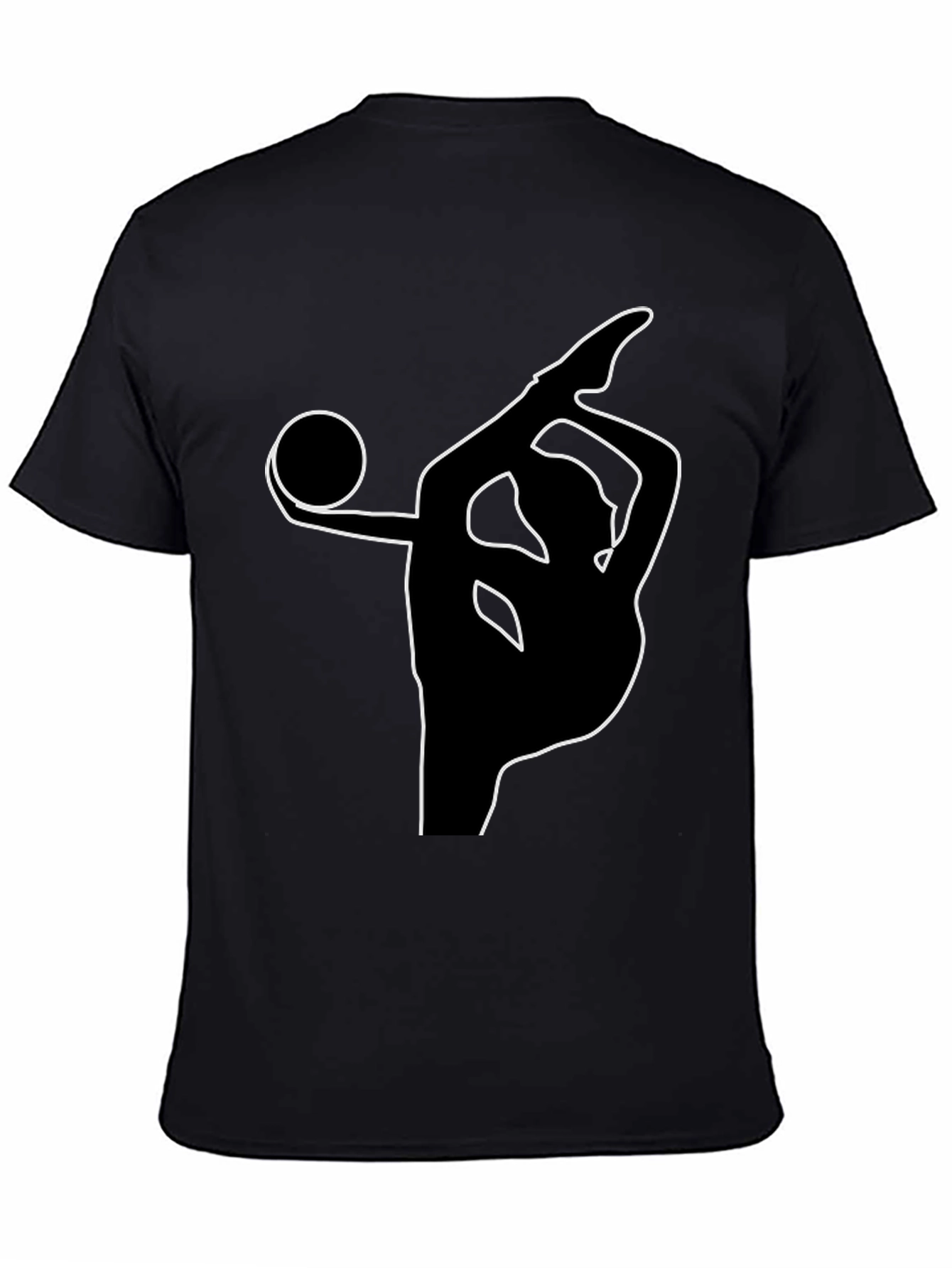 Black Gymnast Silhouette Black T-Shirt view 4