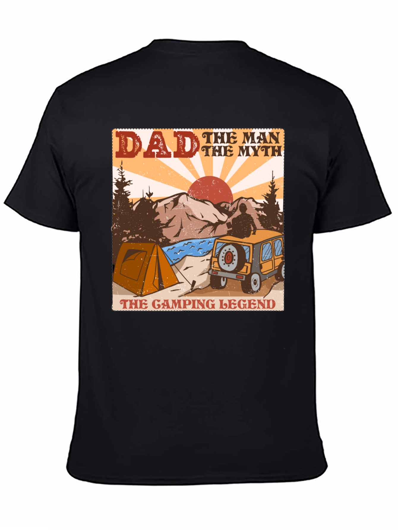 Black Dad Camping Legend Graphic Tee view 4