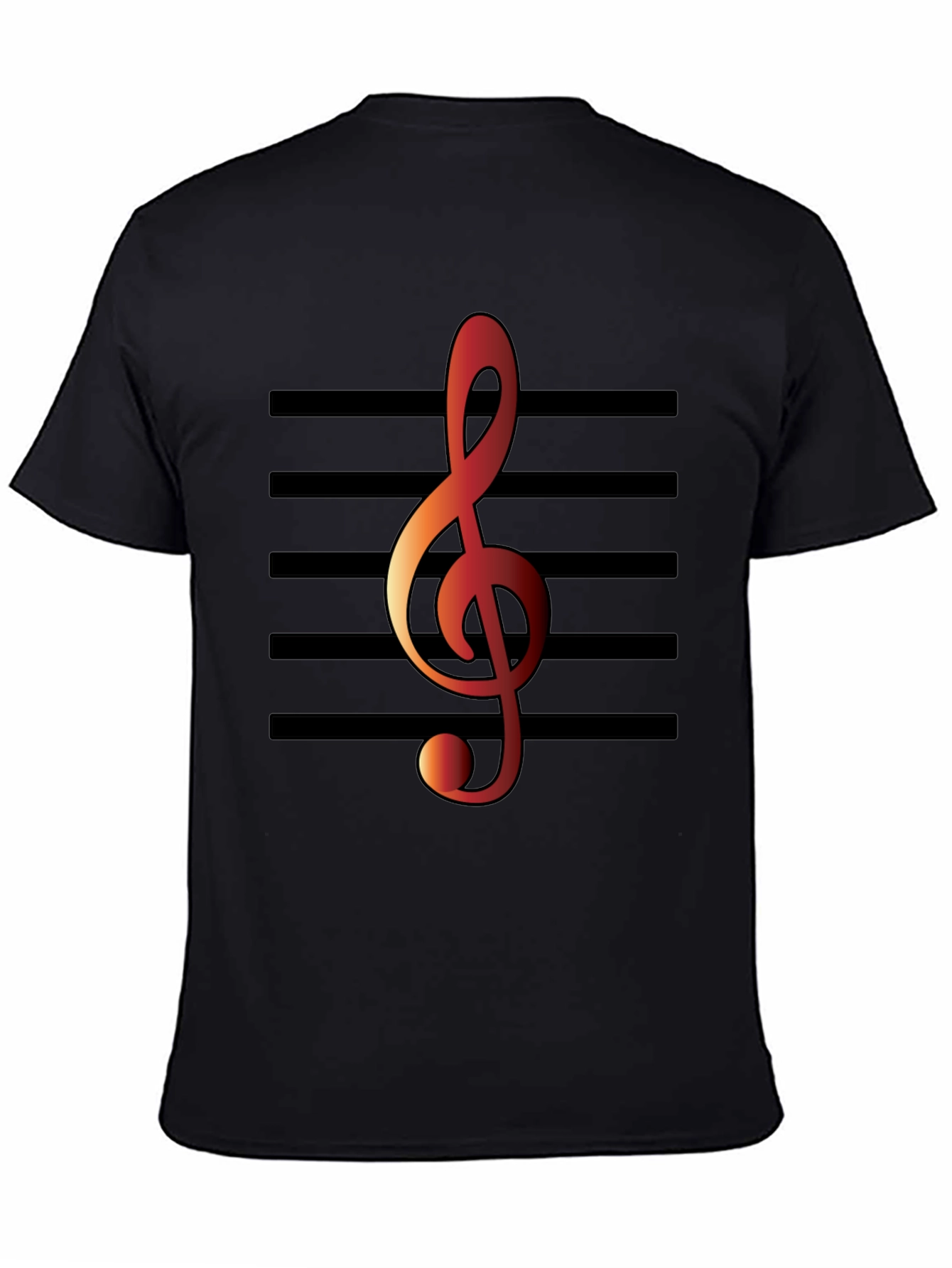 Black Musical Note T-Shirt - Treble Clef Design view 4
