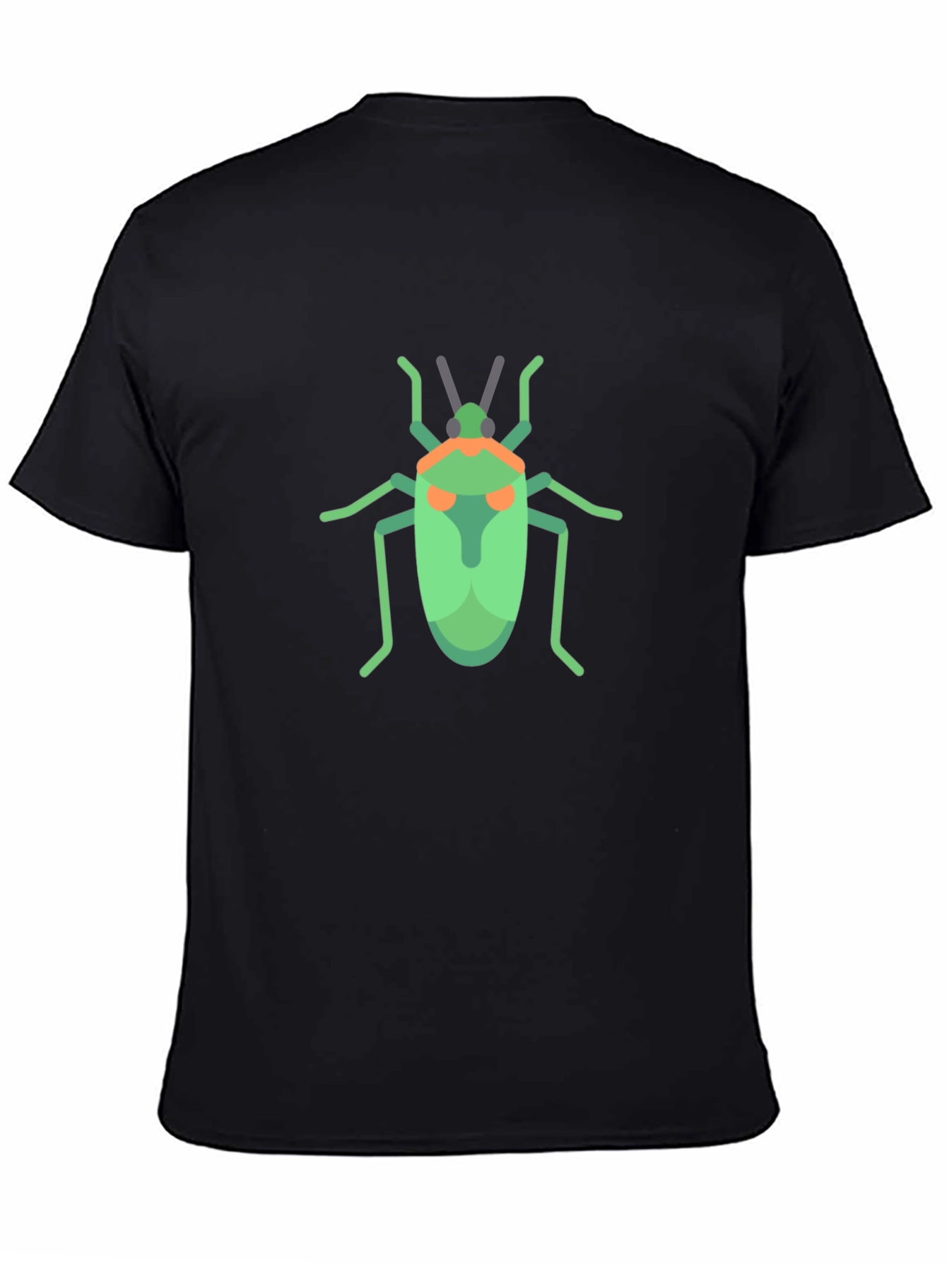 Black Geometric Bug Graphic Tee - Black Cotton T-Shirt view 4