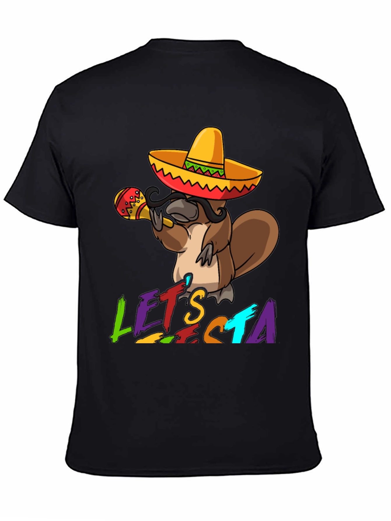 Black Let's Fiesta Platypus T-Shirt view 4