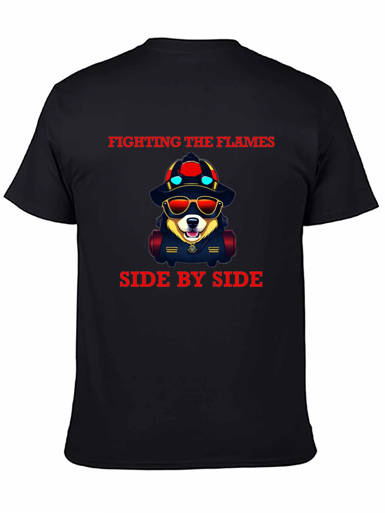 Black Firefighter Dog Graphic Tee view 4