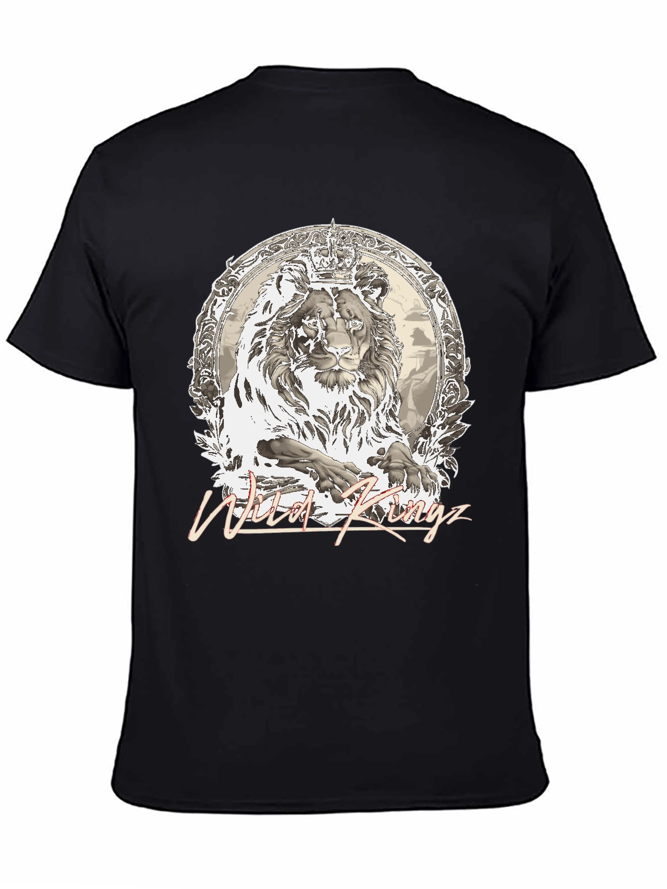 Black Wild Kingz Lion Graphic Tee - Black view 4