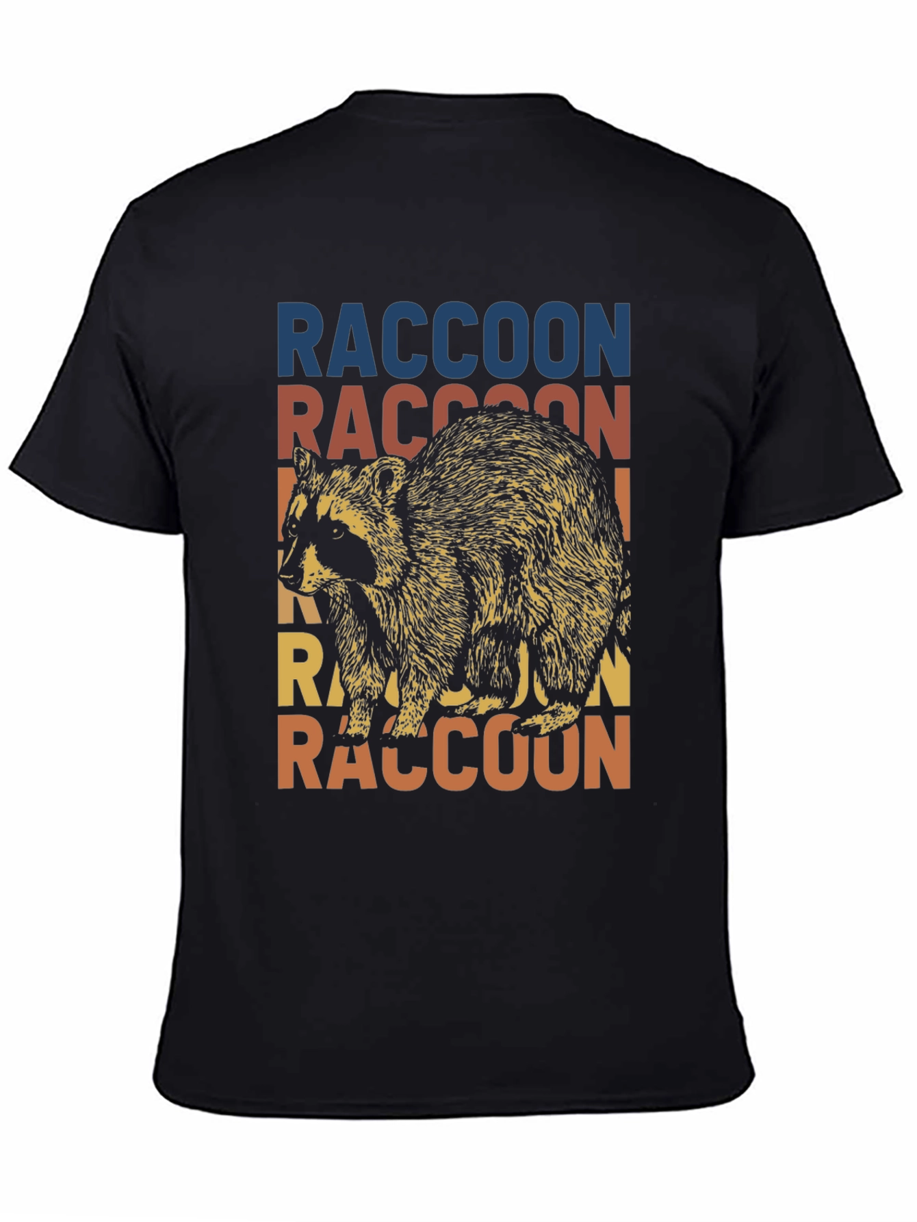 Black Retro Raccoon Graphic T-Shirt - Vintage Style Tee view 4