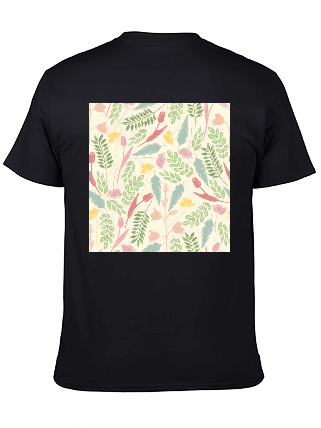 Black Floral Print Crew Neck T-Shirt view 4