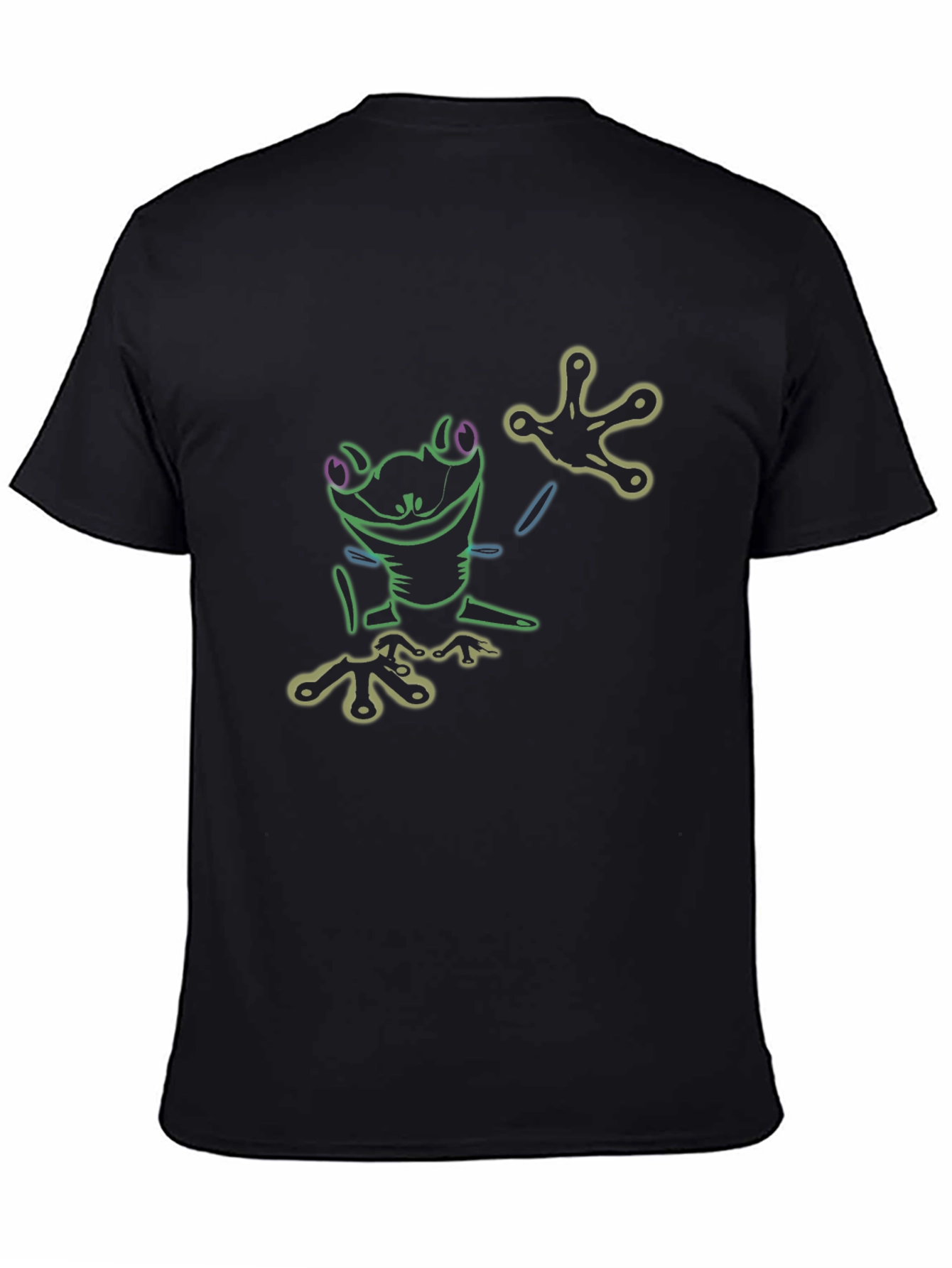 Black Neon Frog Graphic T-Shirt - Cool Men's Tee view 4