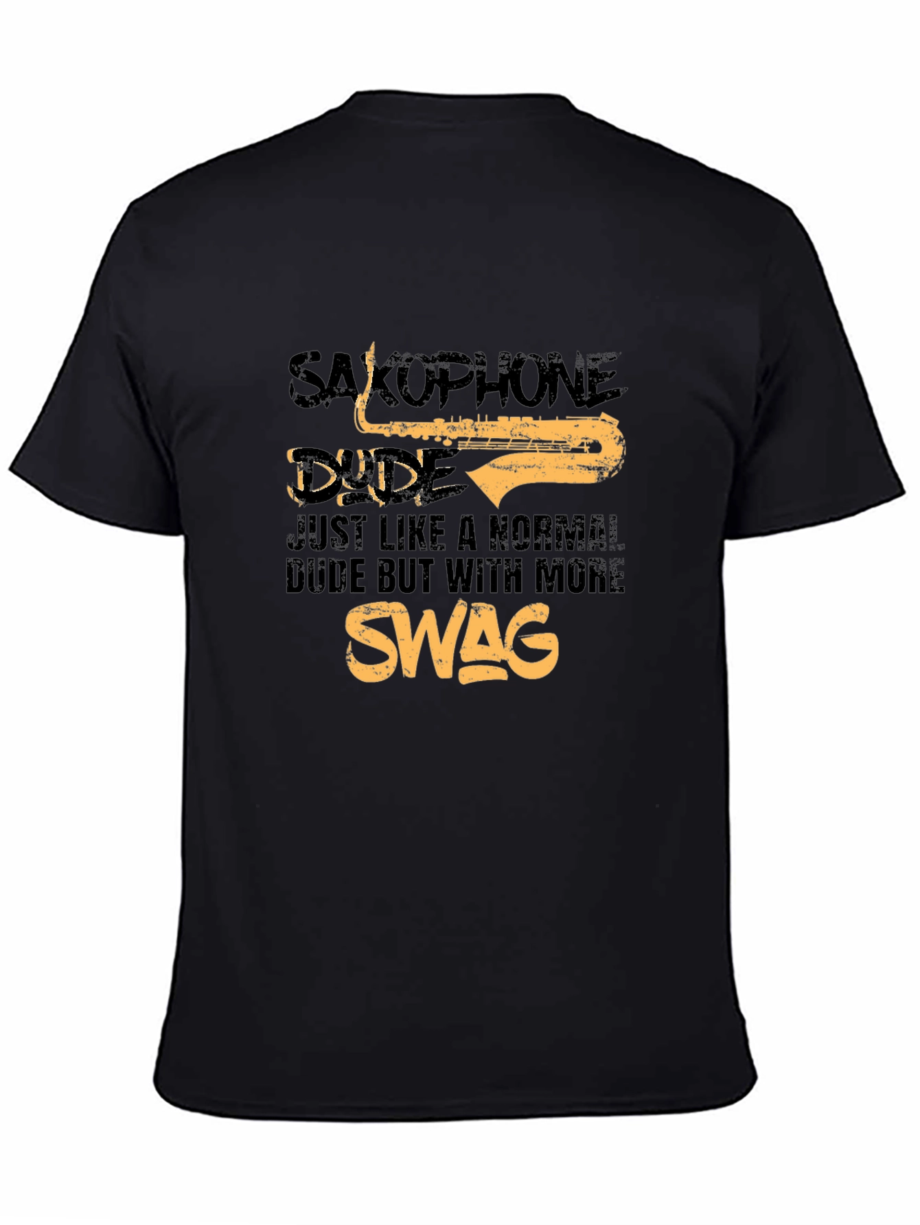 Black Saxophone Dude Swag Graphic T-Shirt view 4