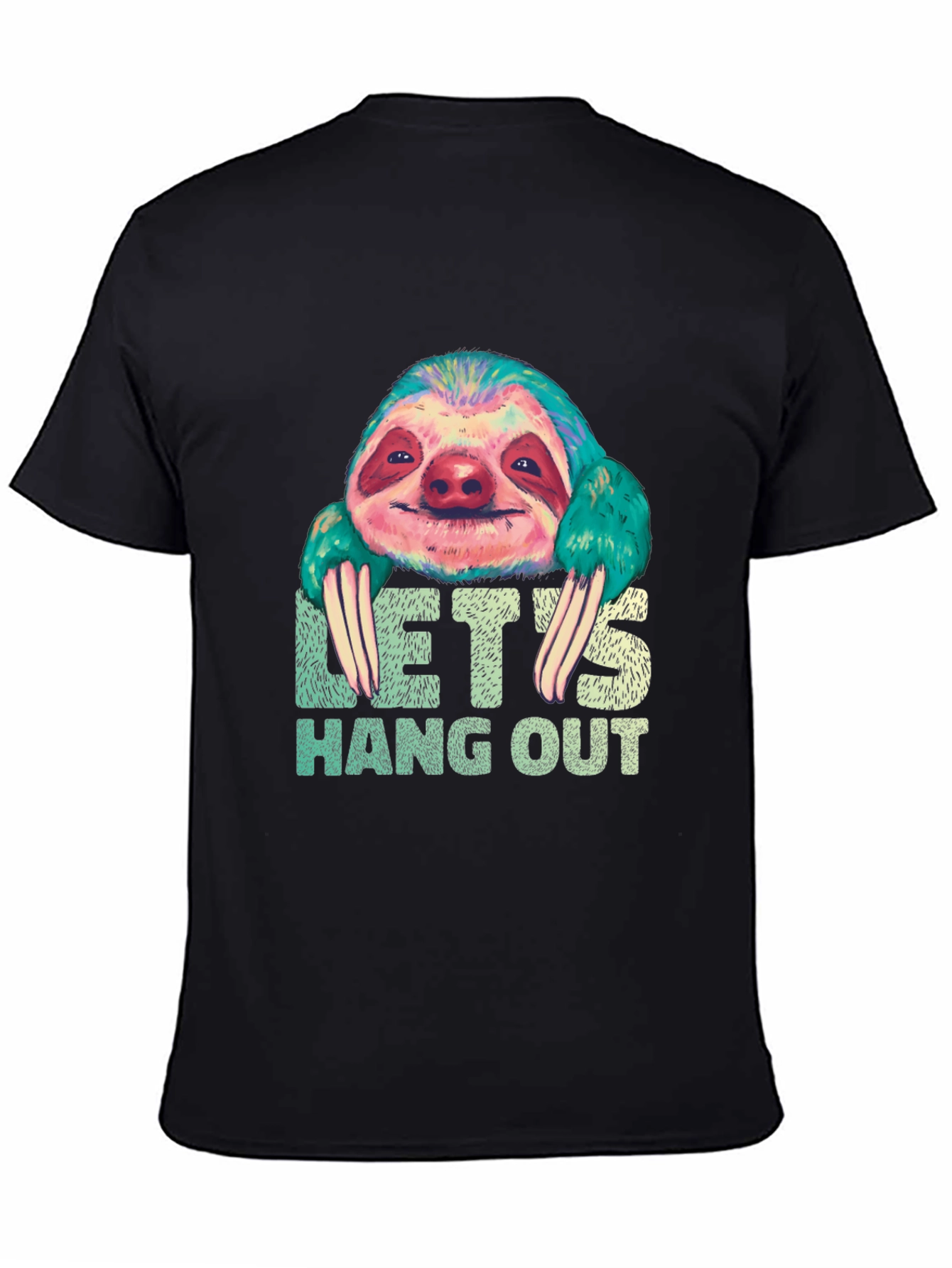 Black Let's Hang Out Sloth Graphic Tee view 4