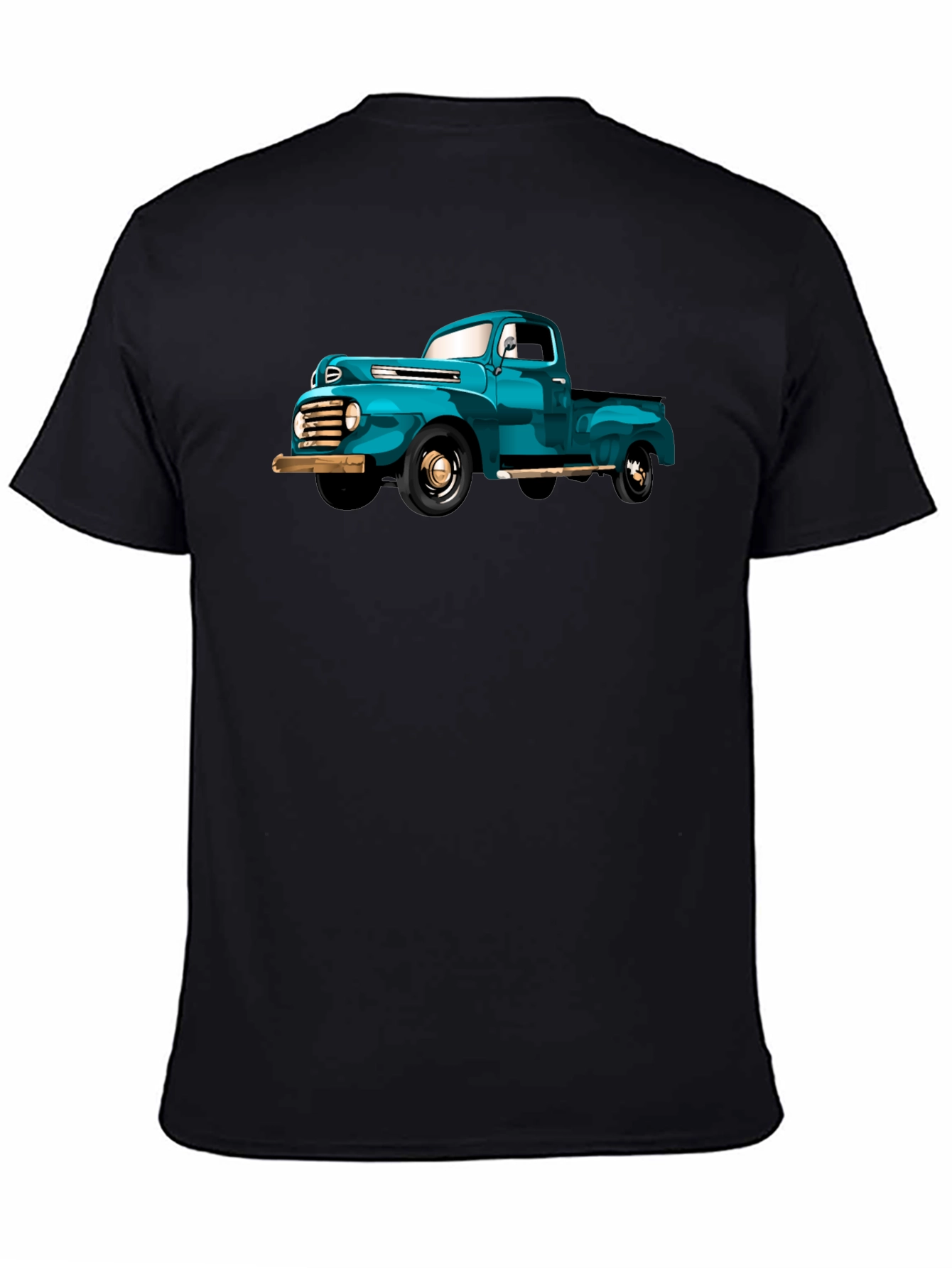 Black Vintage Truck Graphic Tee - Classic Car Lover's Shirt view 4