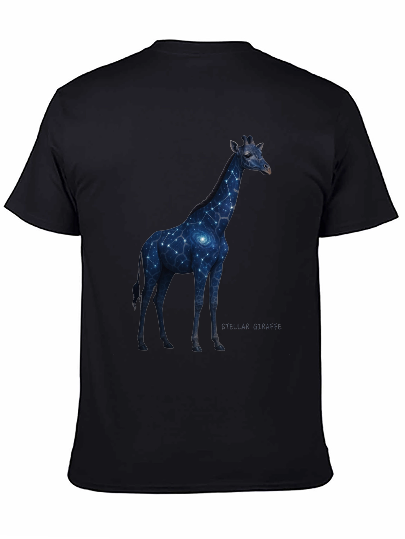 Black Galaxy Giraffe Graphic T-Shirt view 4