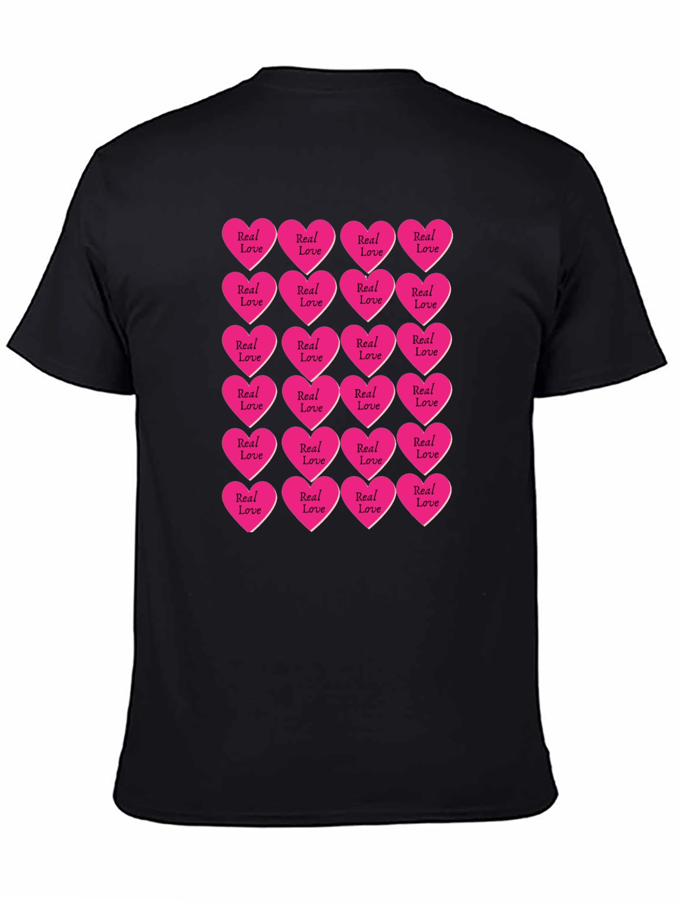 Black Real Love Hearts T-Shirt - Graphic Print Tee view 4