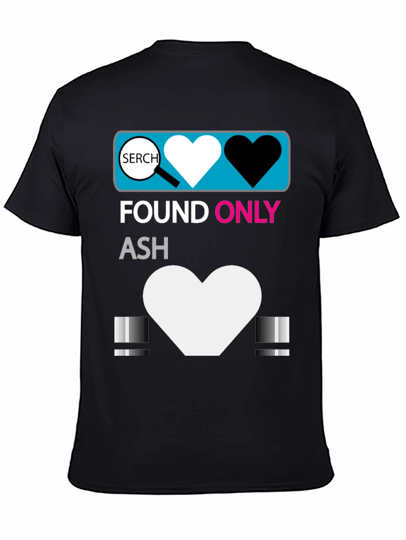 Black Found Only Ash T-Shirt - Heart Search Design view 4