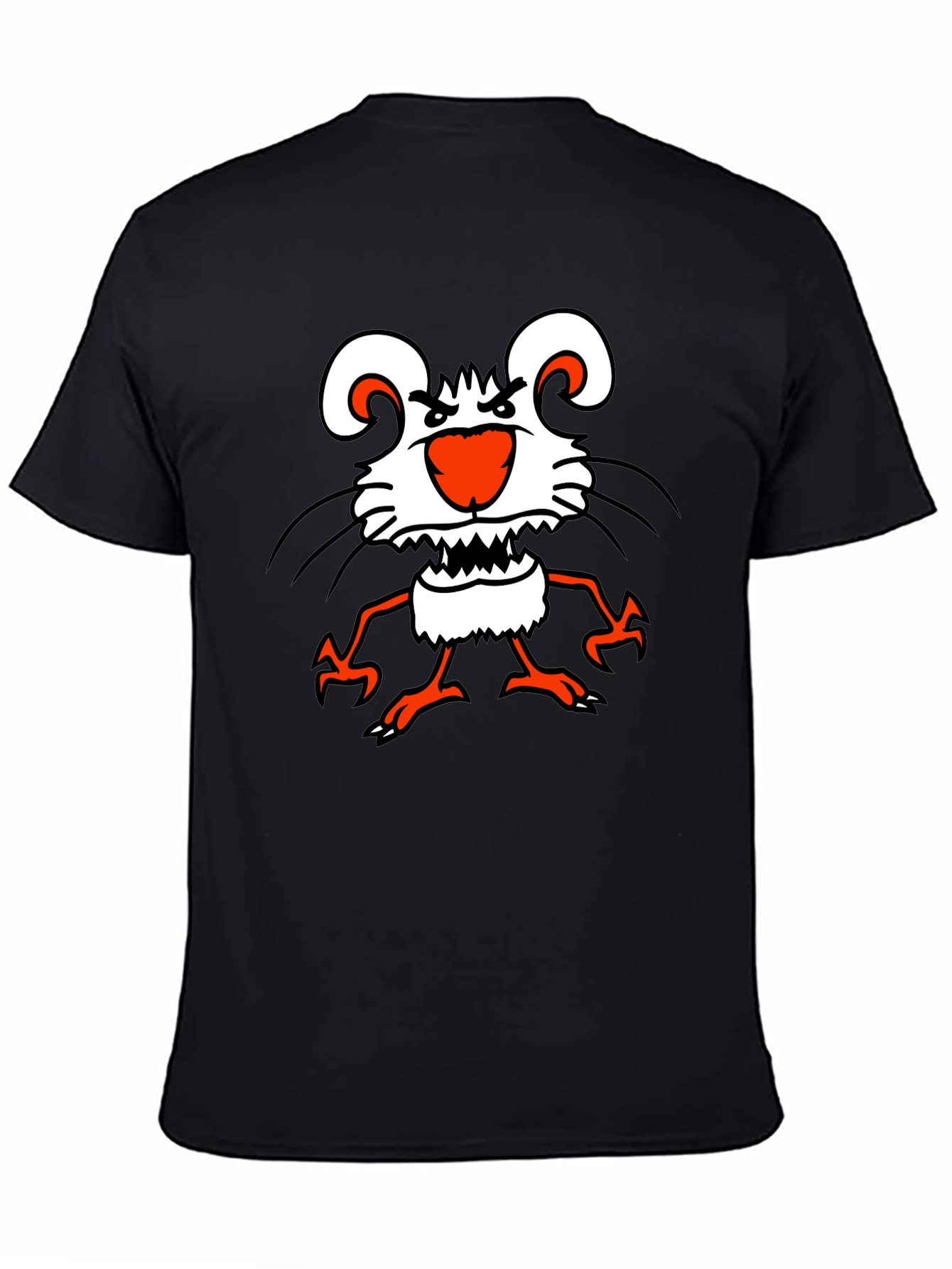Black Funny Cartoon Mouse Graphic Black T-Shirt view 4