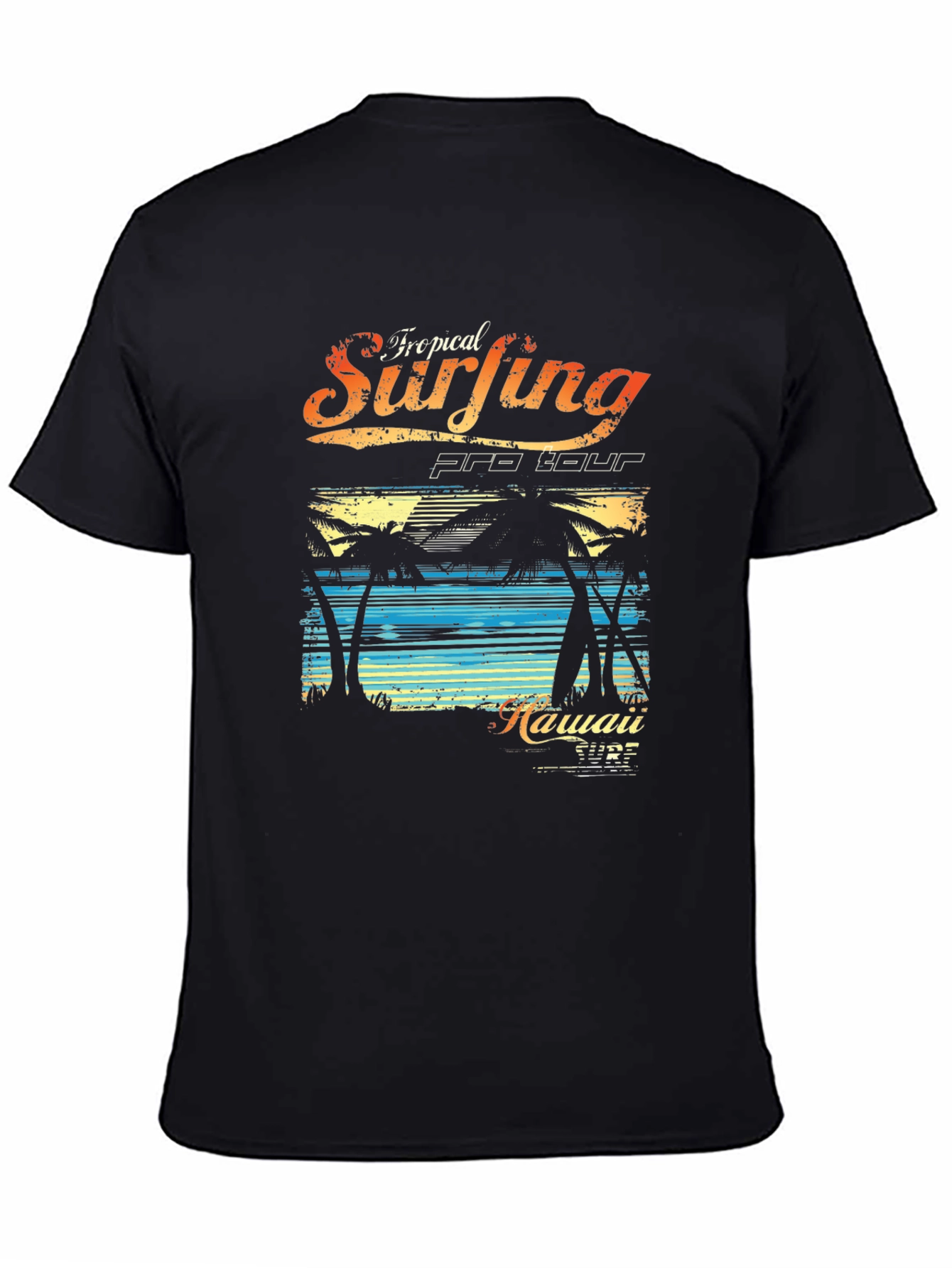 Black Tropical Surfing Pro Tour Hawaii T-Shirt view 4