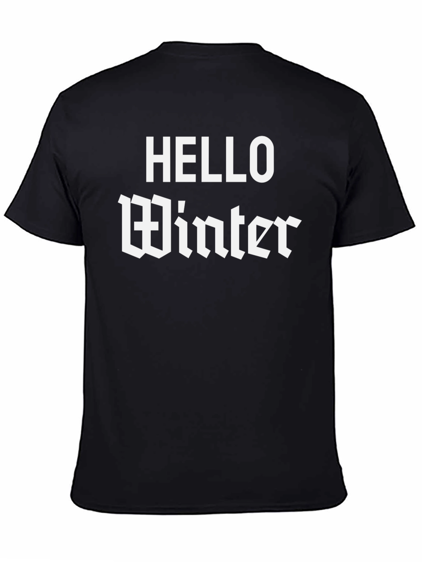 Black Hello Winter Graphic Tee - Black Cotton Blend view 4