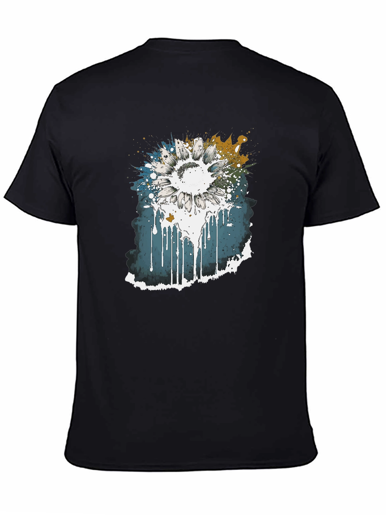 Black Sunflower Splash Graphic Tee view 4