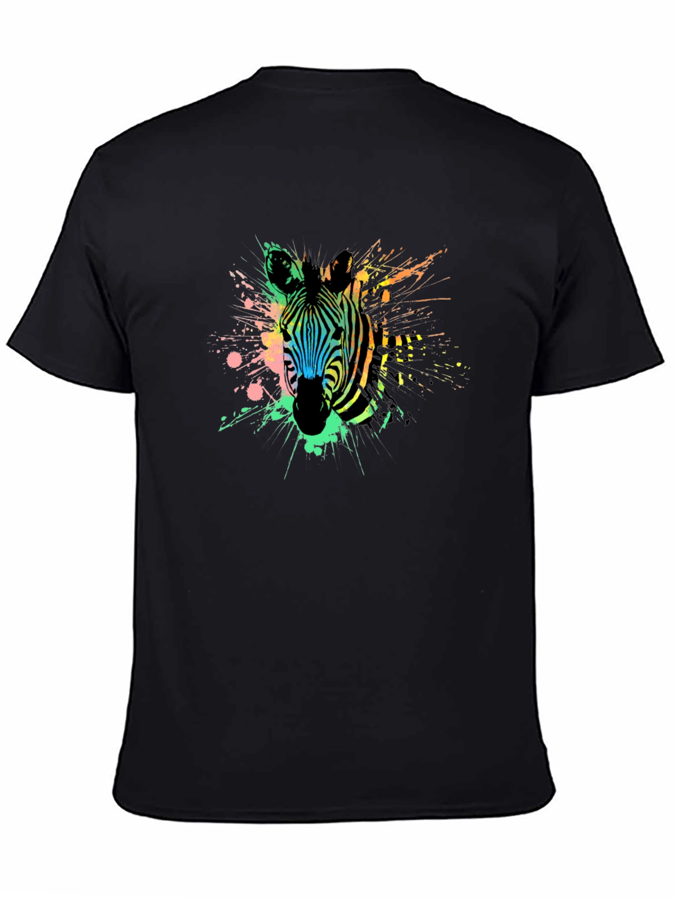 Black Zebra Splash Graphic Tee - Men's Black T-Shirt view 4