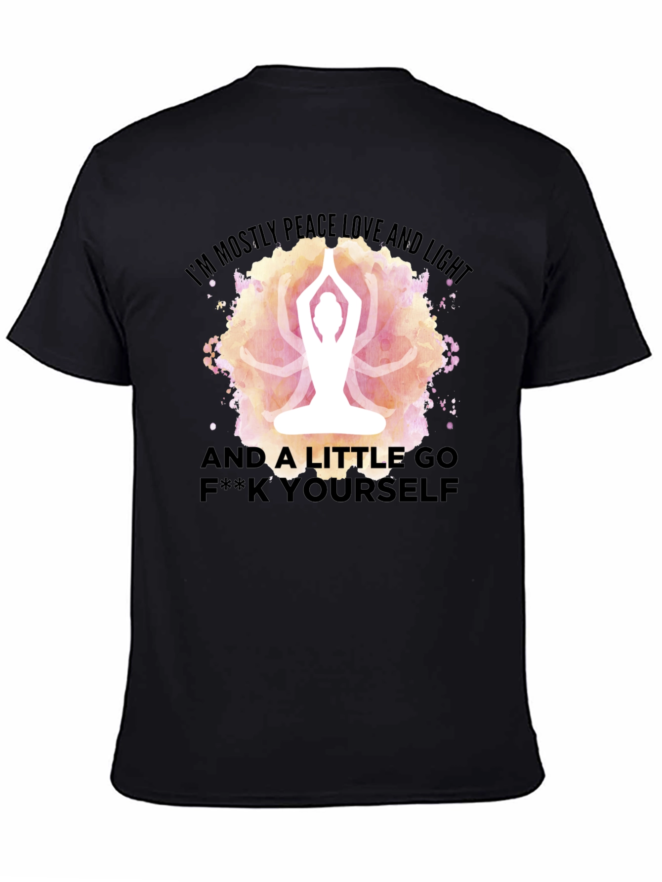 Black Peace Love Light Yoga Funny Graphic T-Shirt view 4