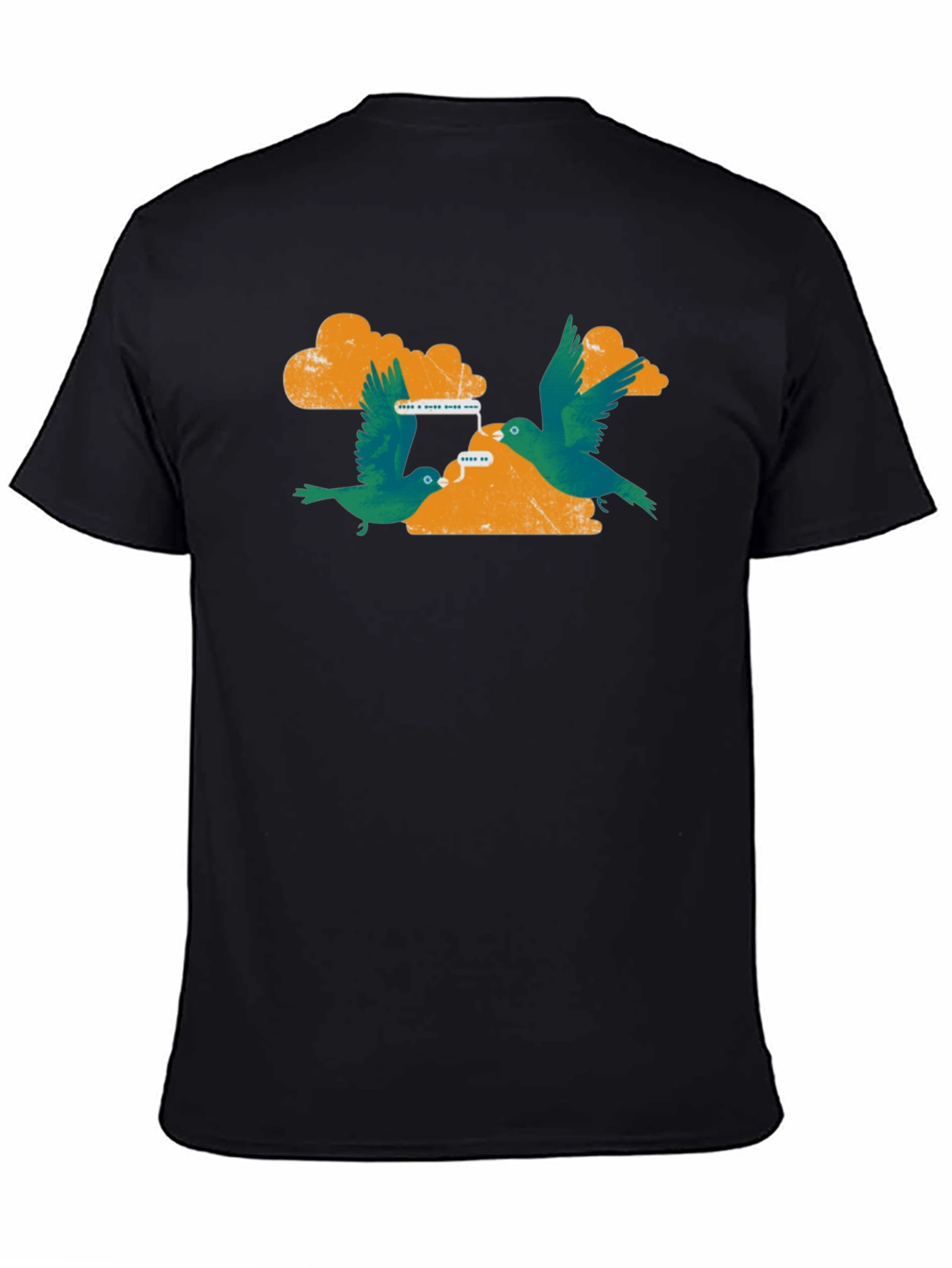 Black Graphic Tee - Birds Talking - Black view 4