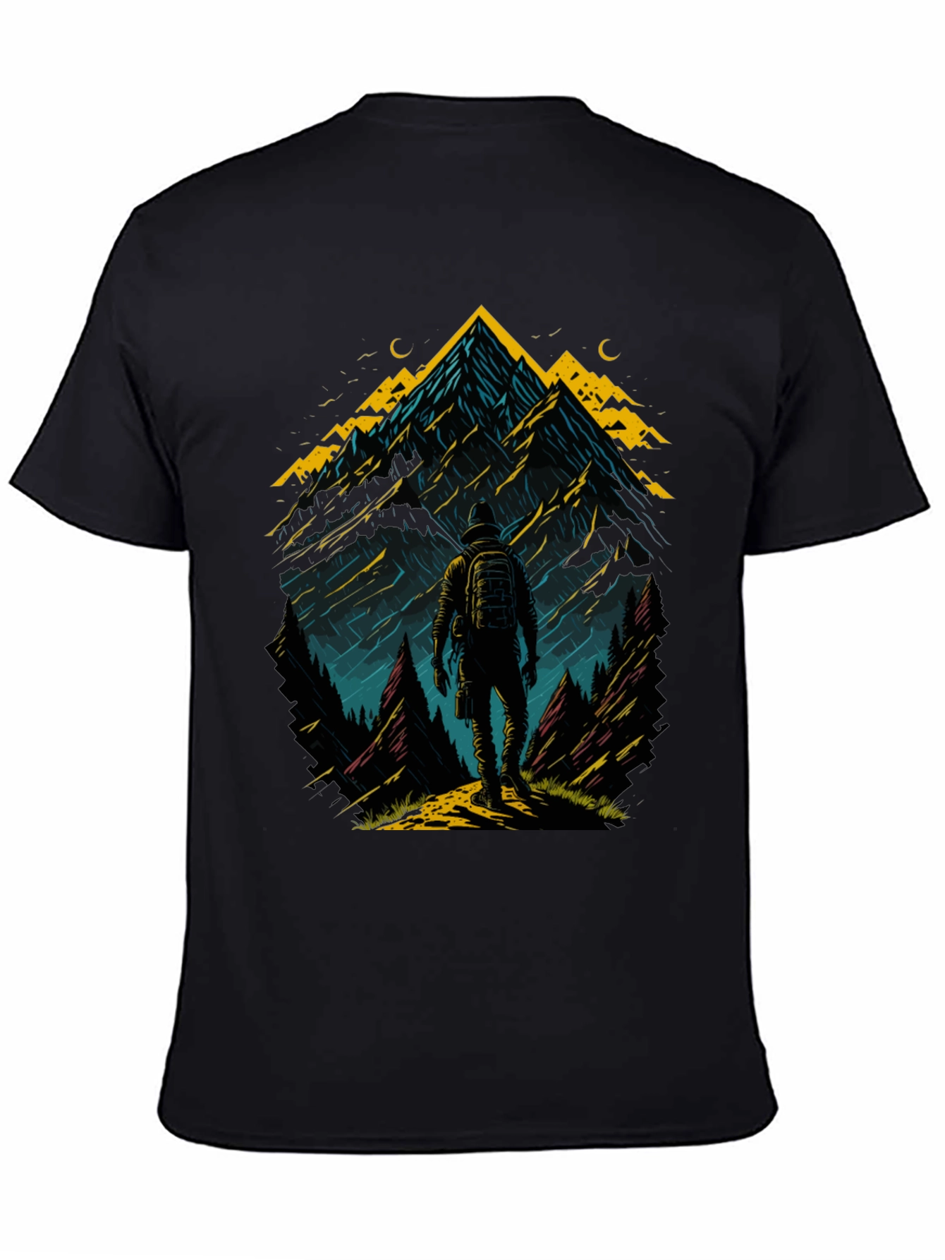 Black Mountain Adventure T-Shirt: Hiker Graphic Tee view 4