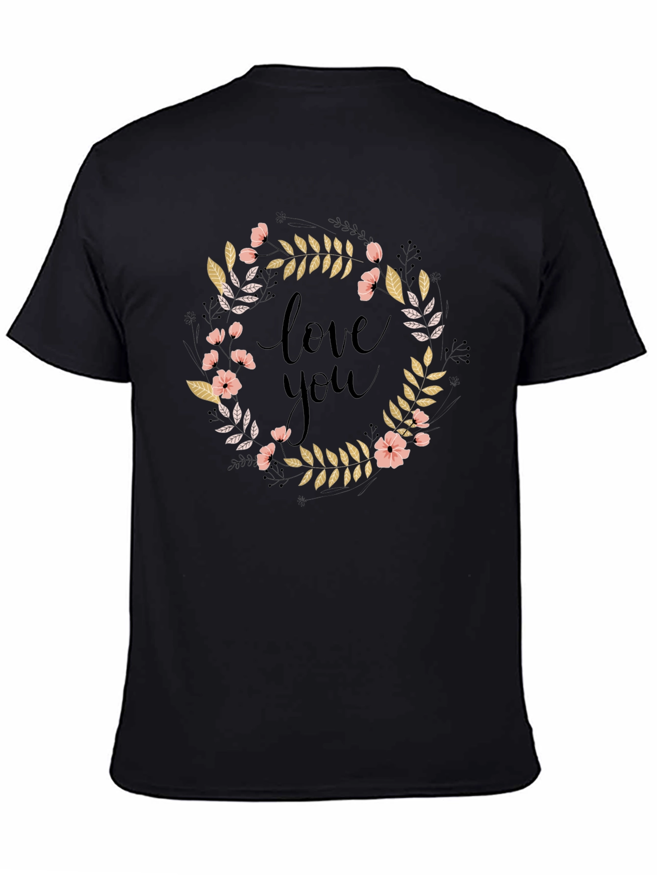 Black Love You Floral Wreath Graphic Tee view 4