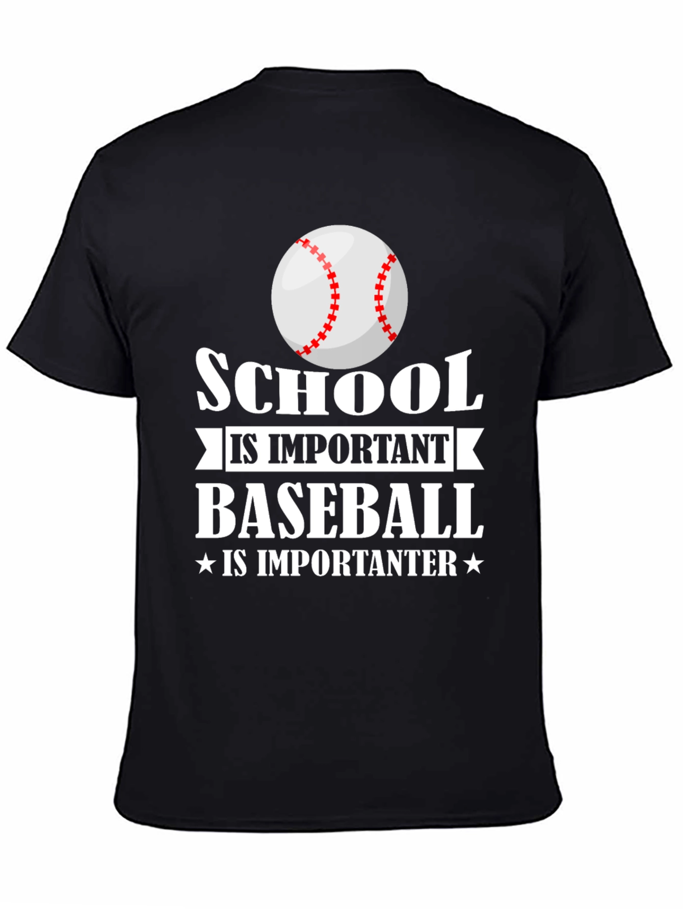 Black School is Important Baseball is Importanter T-Shirt view 4