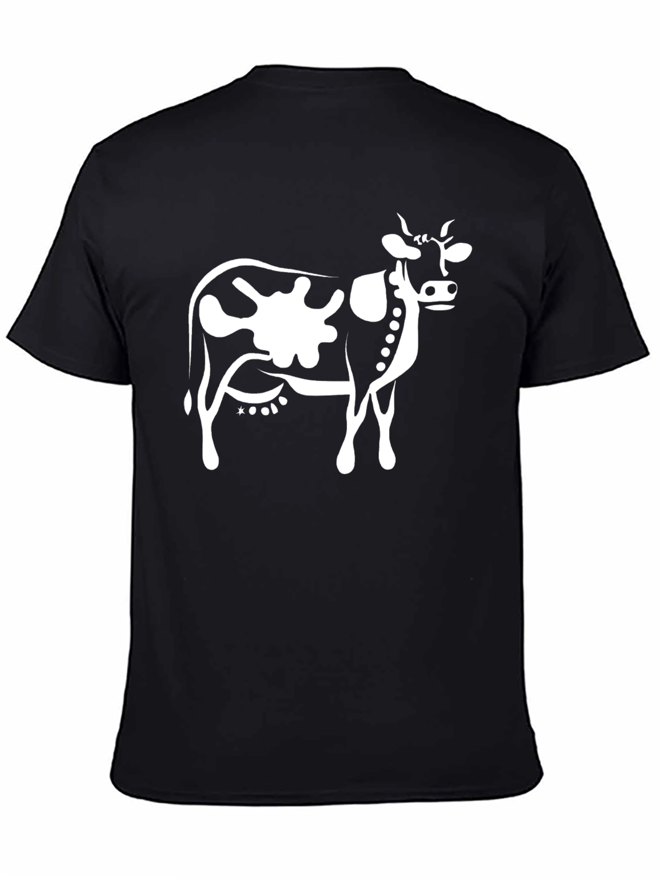Black Cow Graphic Tee - Black Cotton T-Shirt view 4