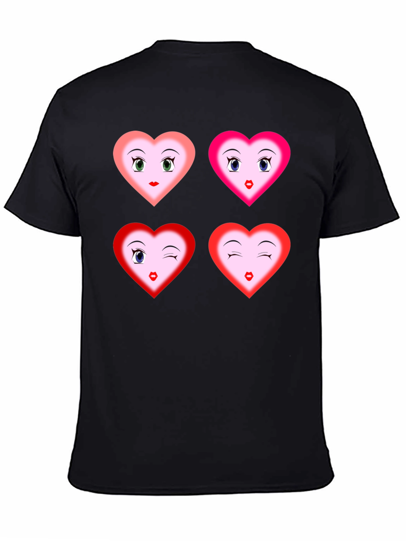Black Heart Faces Graphic Tee - Fun, Unique Design view 4