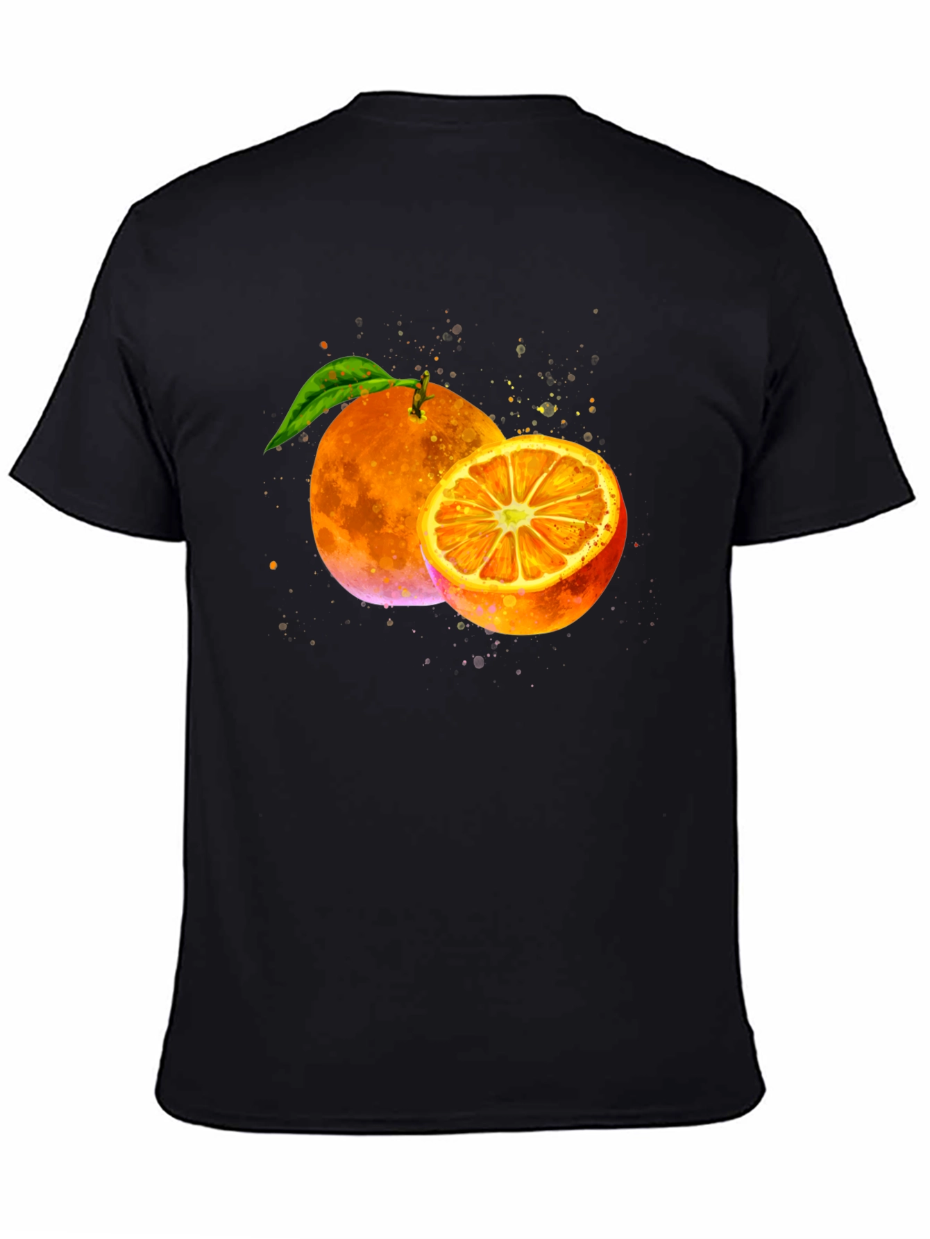 Black Orange Graphic Print Black T-Shirt view 4