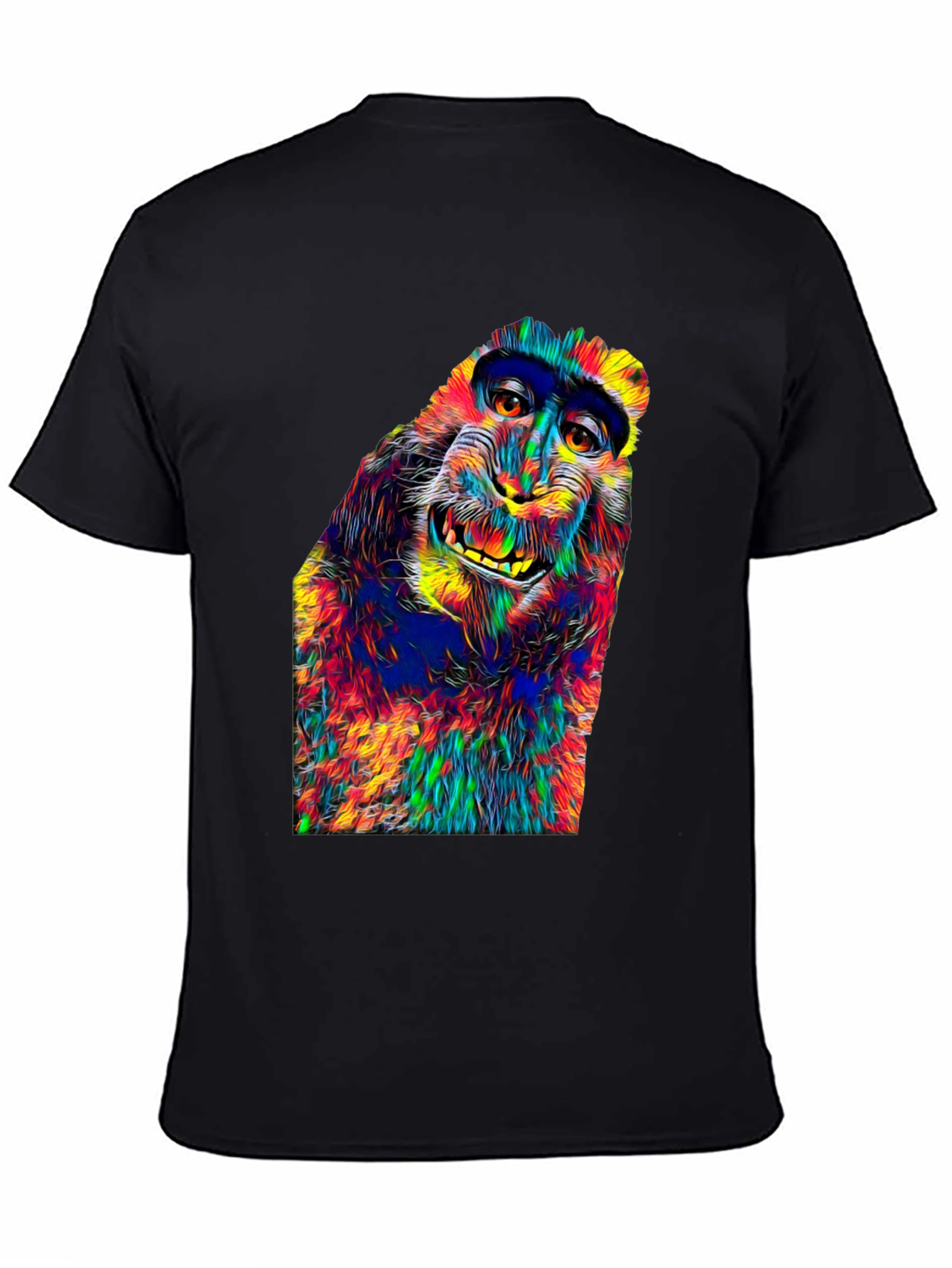Black Vibrant Monkey Graphic T-Shirt - Unique Colorful Design view 4